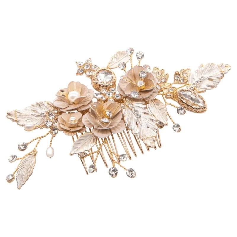 Elegant Bridal Hair Comb with Crystals & Pearls in Blush Pink - Perfect for Weddings, Prom, and Special Occasions