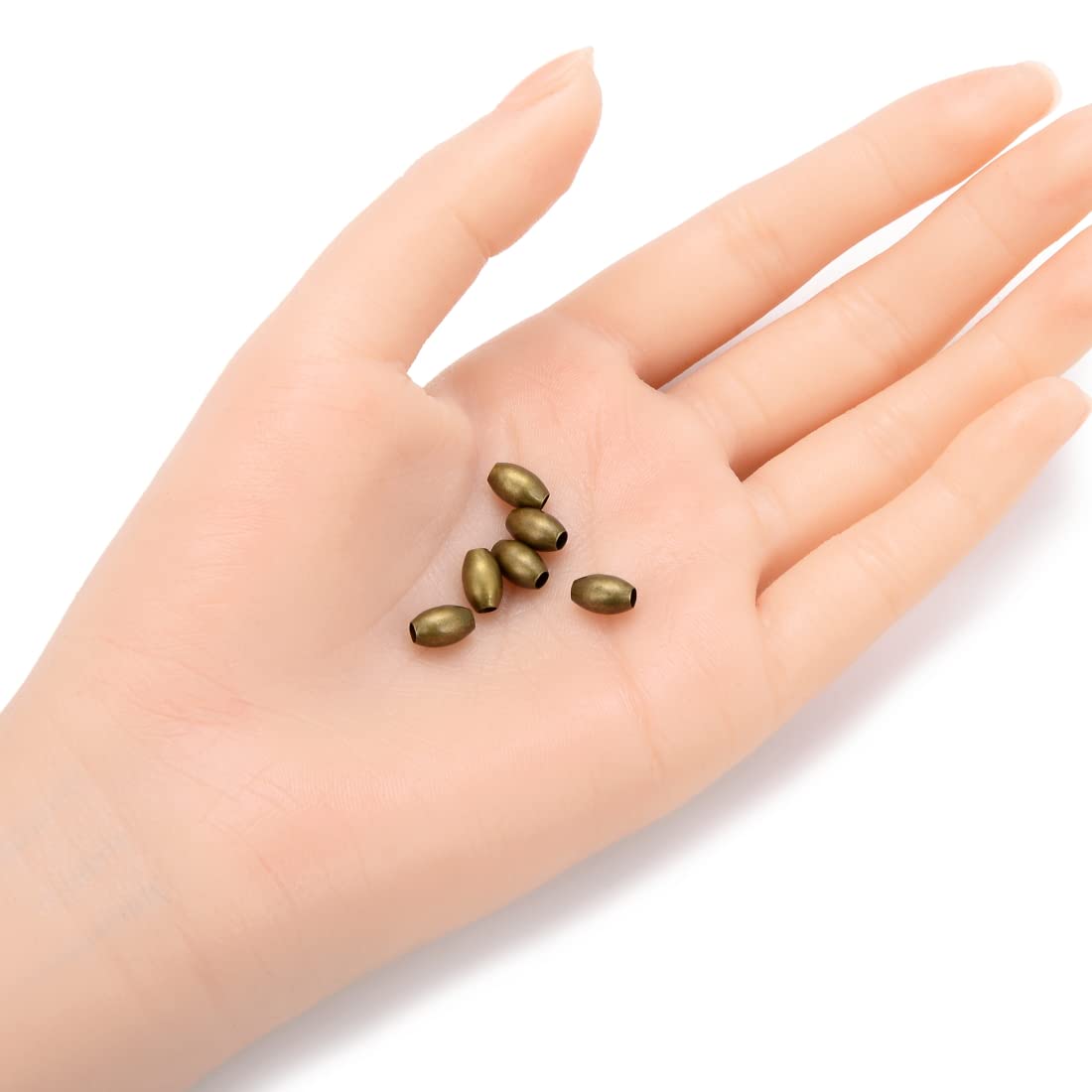 50pcs 8mm Smooth Oval Rice Loose Beads - Antique Bronze Plated Brass Spacer Beads for DIY Jewelry Making, Crafting, Bracelets & Necklaces - Perfect for Boho, Vintage & Handmade Jewelry Designs