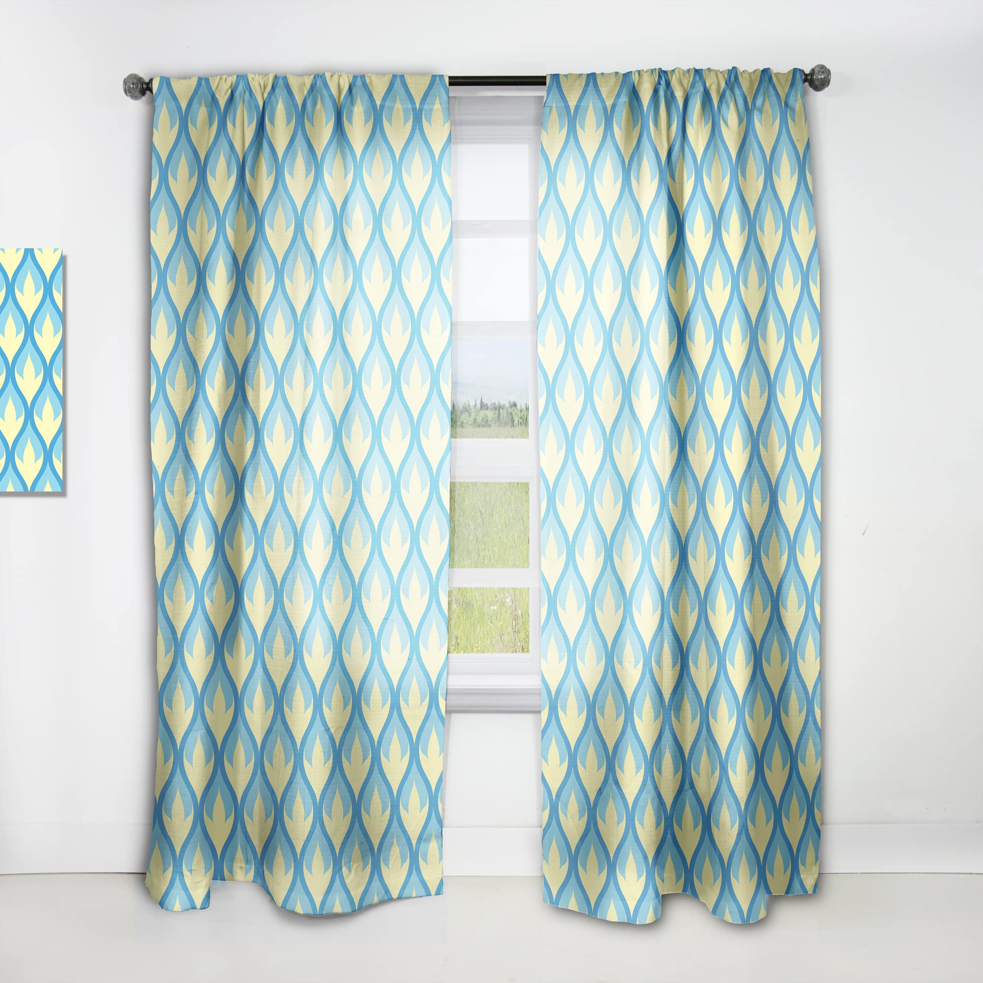 Retro Abstract Design Thermal Insulated Curtains - Single Panel 52x63 Inches - Perfect for Bedroom & Living Room Drapes | Energy Saving & Stylish Home Decor