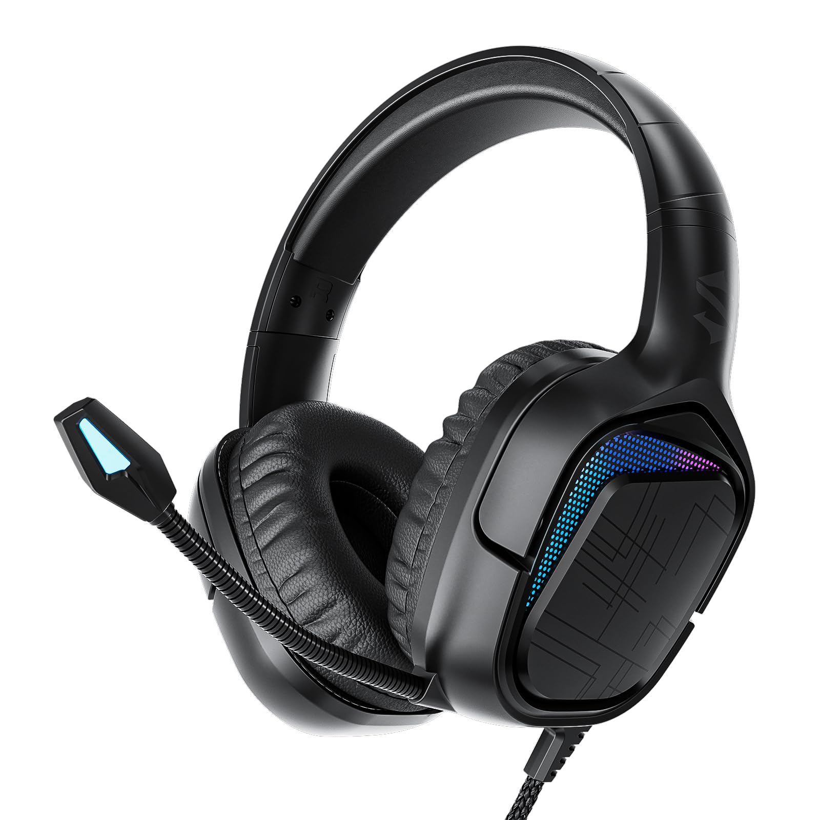 Black Shark Wired Gaming Headphones with Bendable Microphone - 50MM Dynamic Drivers, Deep Bass & In-Line Controls - Compatible with Xbox, Switch, PS4, PS5 & PC - Perfect for Competitive Gaming & Online Streaming