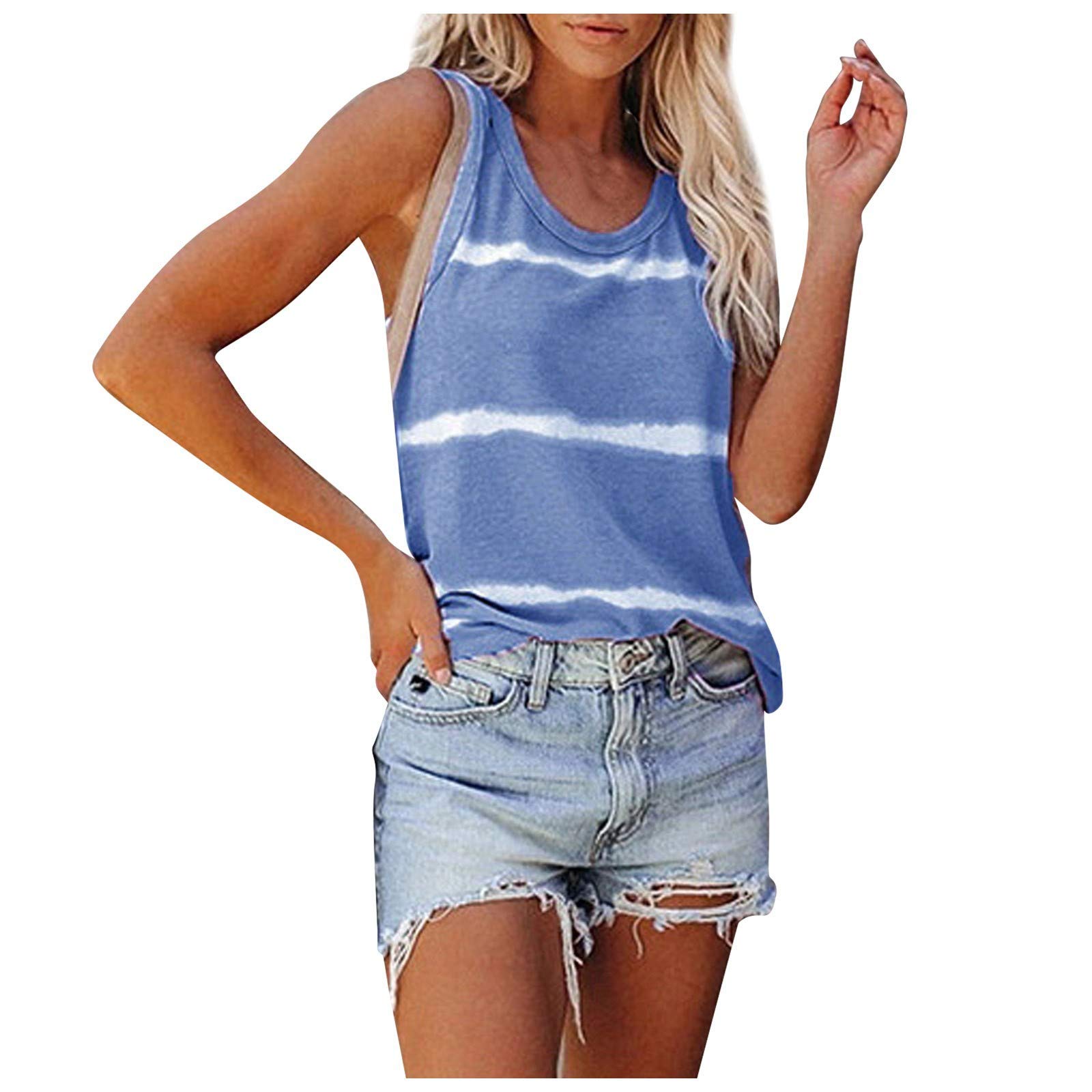 Women's Summer Sleeveless Tank Tops - Casual Strappy Striped Print Blouses for Women | Perfect for Beach, Vacation, and Everyday Wear