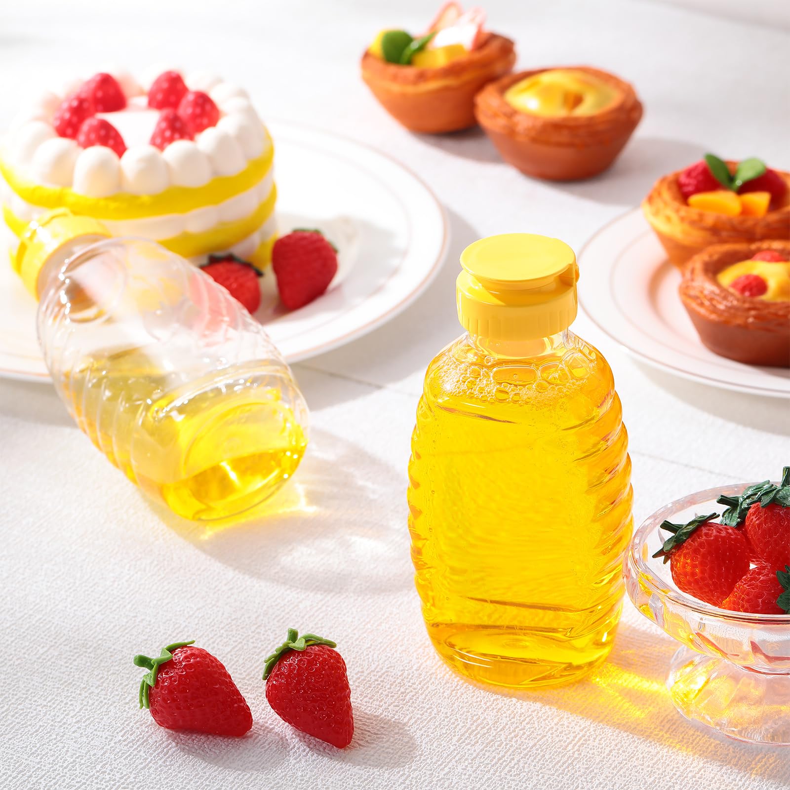96 PCS Clear Plastic Honey Bottles 16 Oz with Lids - Empty Squeeze Bear Jars for Easy Honey Storage & Dispensing - Perfect for Home, Gifts, and DIY Projects