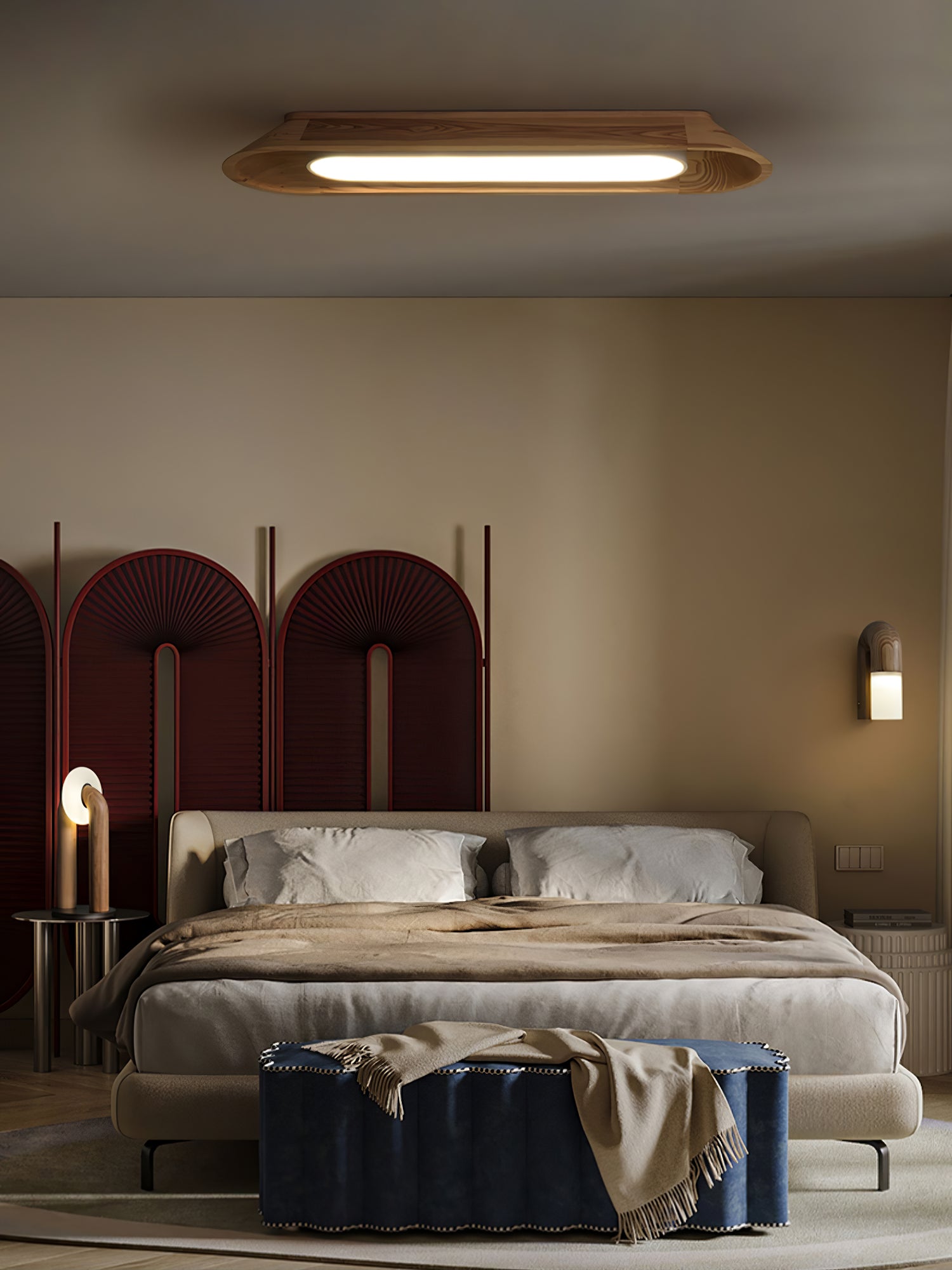 Modern Channel Ceiling Lamp - Dimmable LED Flush Mount Light Fixture for Bedroom, Living Room, Kitchen | Energy Efficient Home Lighting Solution