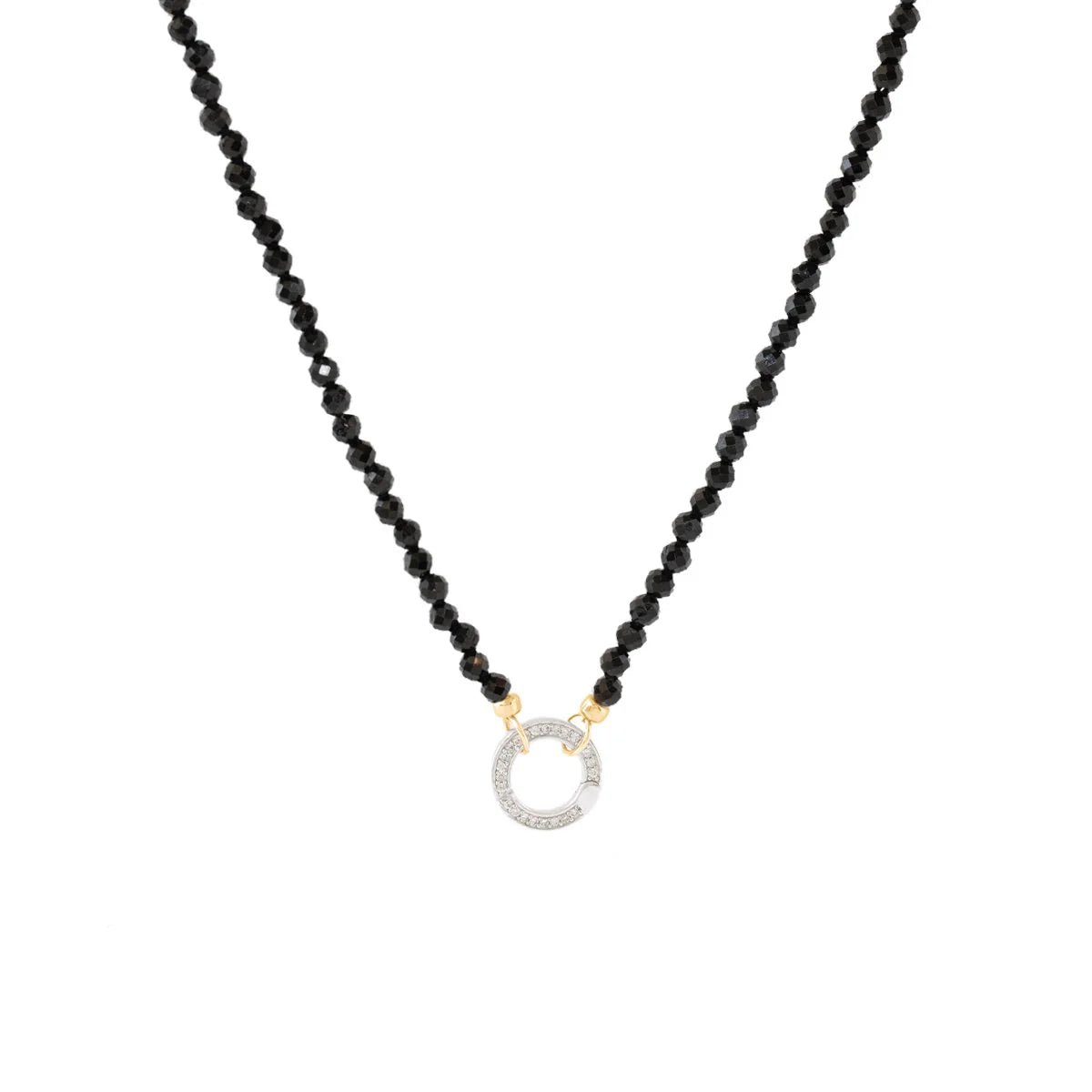 ICONIC BEADED OPEN-END NECKLACE - Black Onyx & Gold Plated Connector - Adjustable Layering Jewelry for Women - Perfect for Everyday Wear, Office & Special Occasions