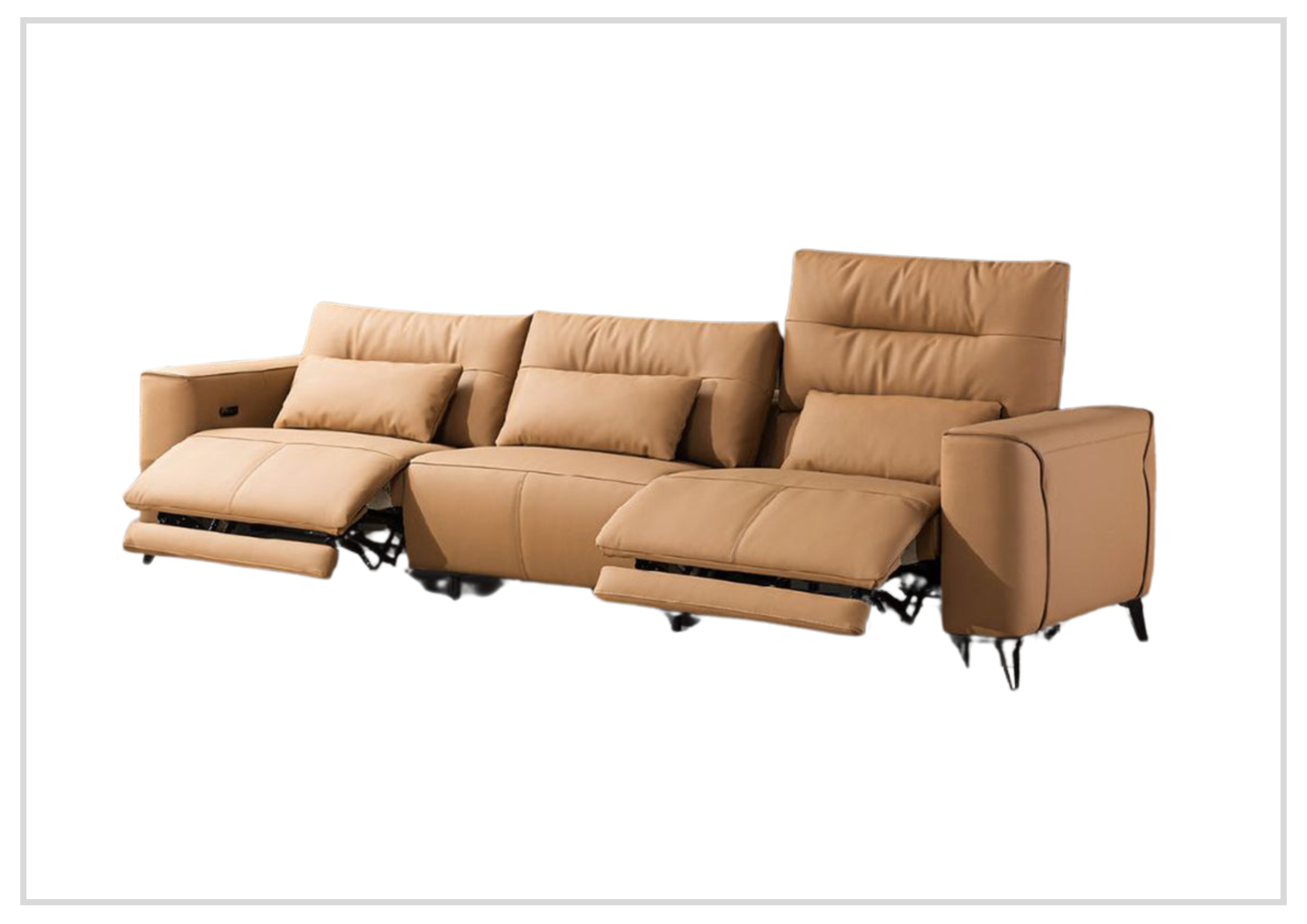 Klaussner Alessandro 3-Seater Leather Power Recliner Sofa with Extended Footrest - Comfortable Electric Reclining Couch for Living Room, Home Theater & Family Relaxation