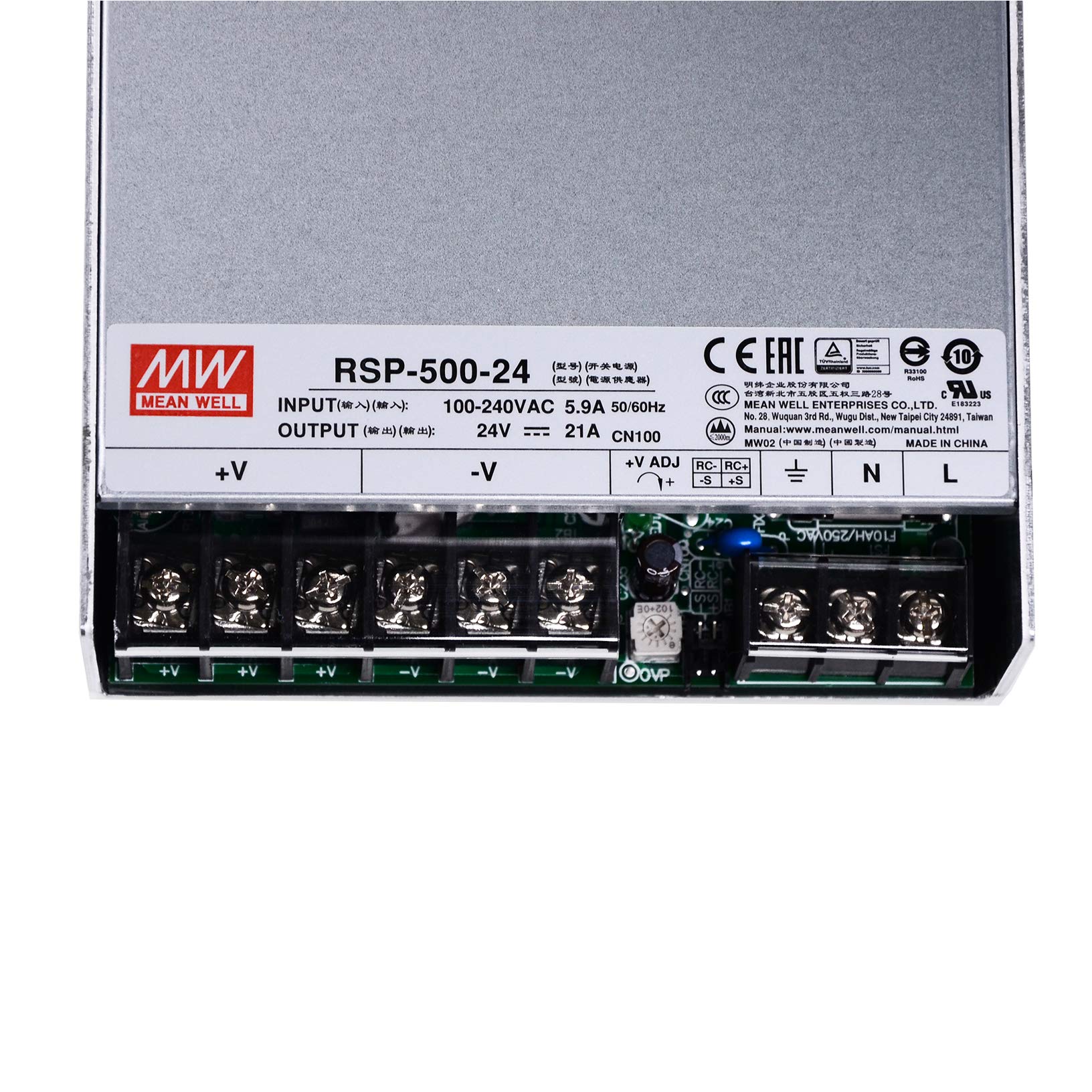 Mean Well RSP-500-24 500W 24V 21A DC Power Supply with PFC - for 3D Printers, LED Strip Lights, Industrial Control Systems | NES/SE/S Certified | Perfect for Home DIY Projects, Workshop Equipment & Automation Systems