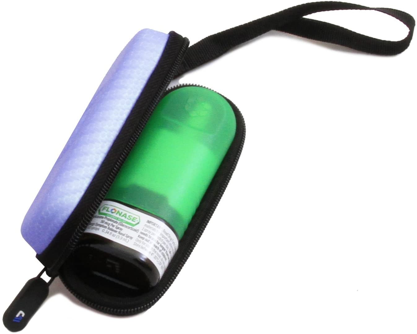 Flonase Nasal Spray Travel Case - Protective Holder with Wrist Strap & Carabiner Clip for Allergy Relief On-The-Go | Perfect for Hiking, Gym & Airplane Travel
