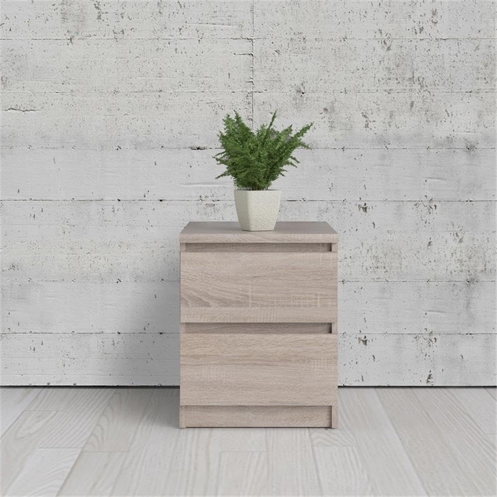 Modern 2-Piece Bedroom Set with Spacious Handle-Free Drawers - Truffle Wood Nightstand Set for Contemporary Home Decor | Perfect for Small Spaces, Guest Rooms & Minimalist Bedrooms