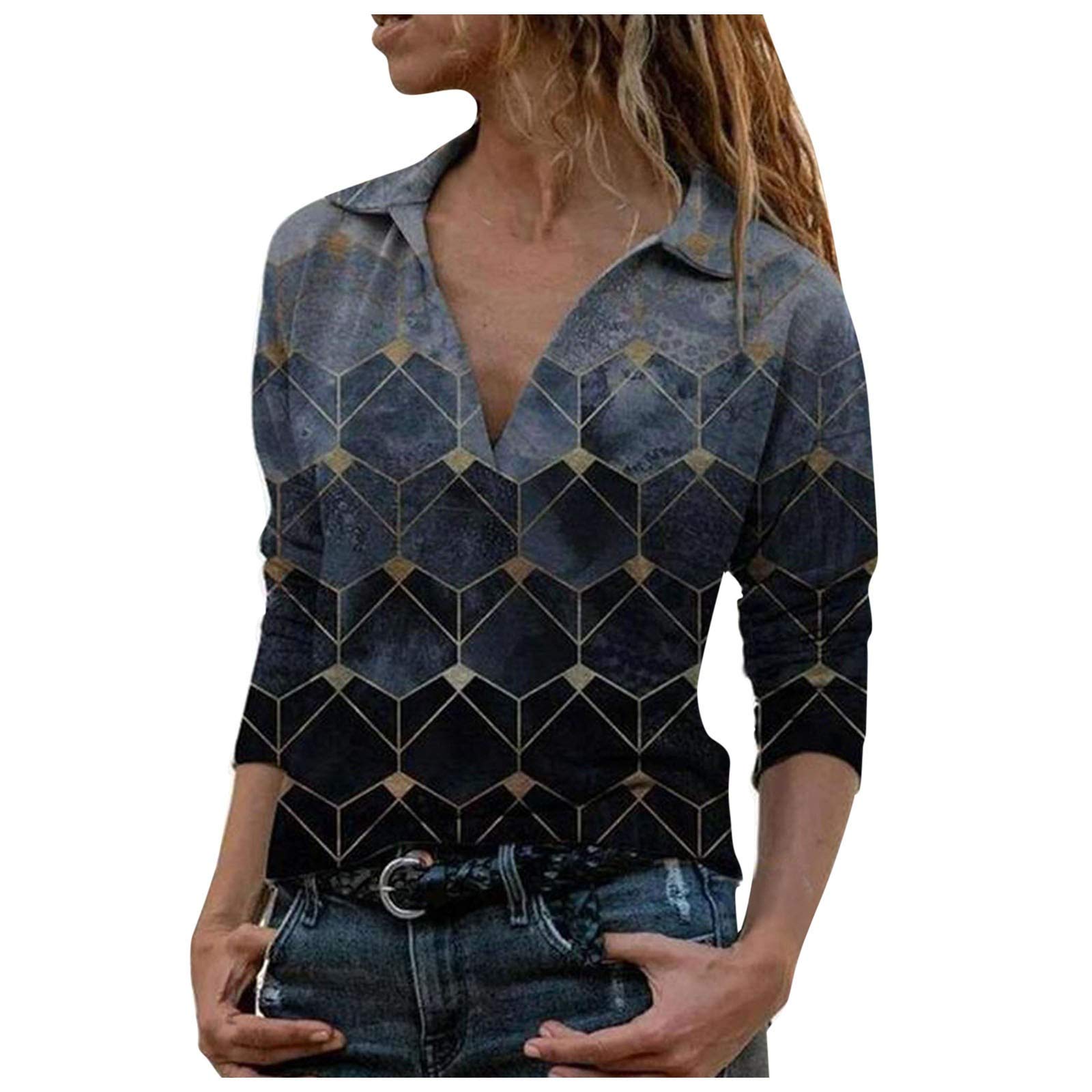 Masbird Women's Long Sleeve Henley T-Shirt - Casual Button Up Blouse Pullover Top for Everyday Wear, Work & Outfits