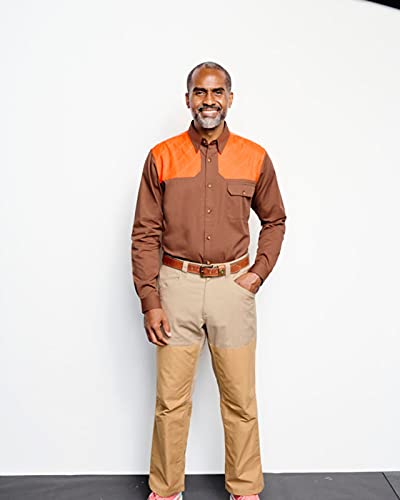 Orvis Men’s Midweight Shooting Shirt - Long Sleeve Button Down Shirt with Ambidextrous Quilted Shooting Patches for Hunting, Outdoor & Casual Wear