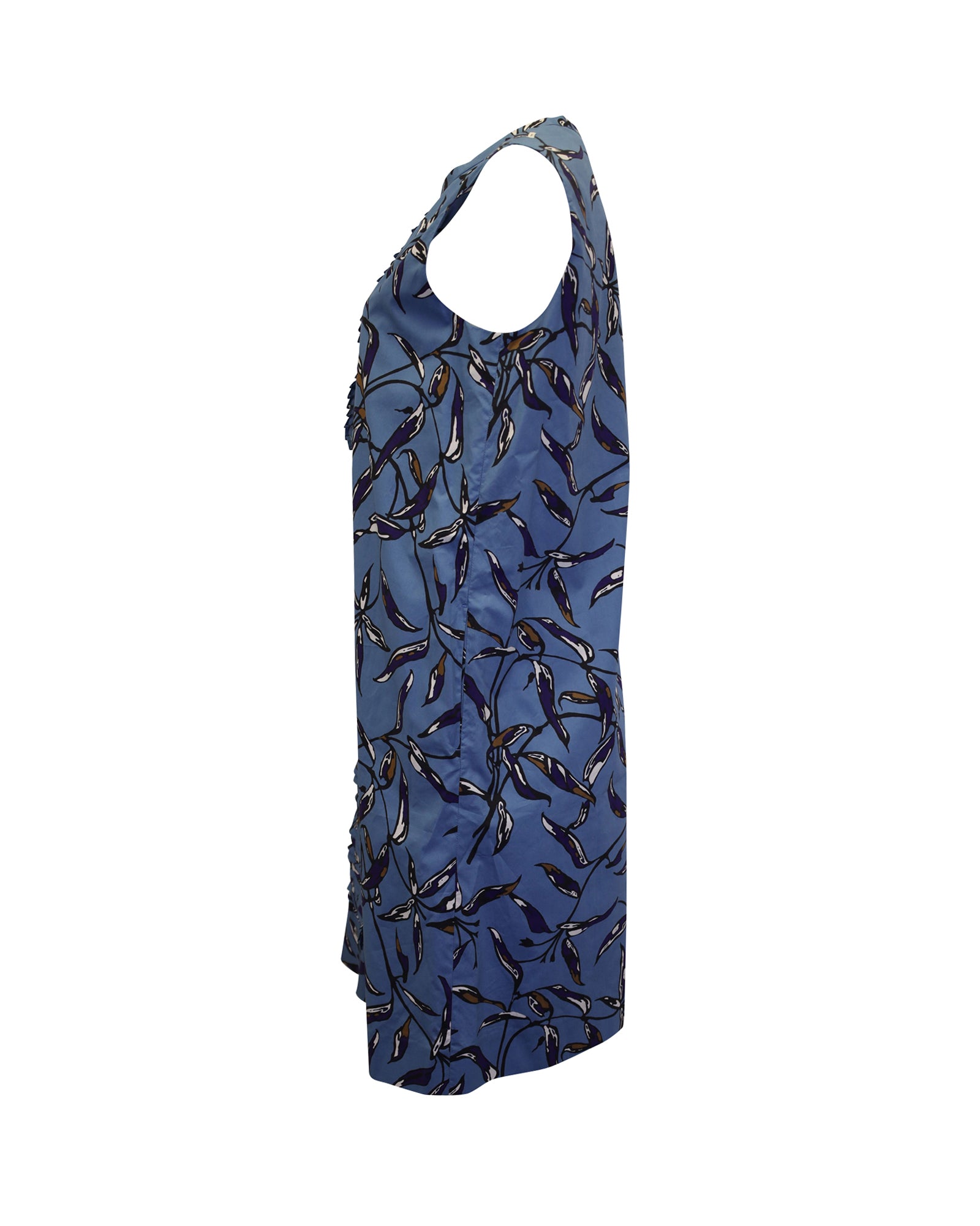 Max Mara Nola Sleeveless Blue Cotton Printed Shift Dress - Perfect for Summer Parties, Office Wear & Casual Outings