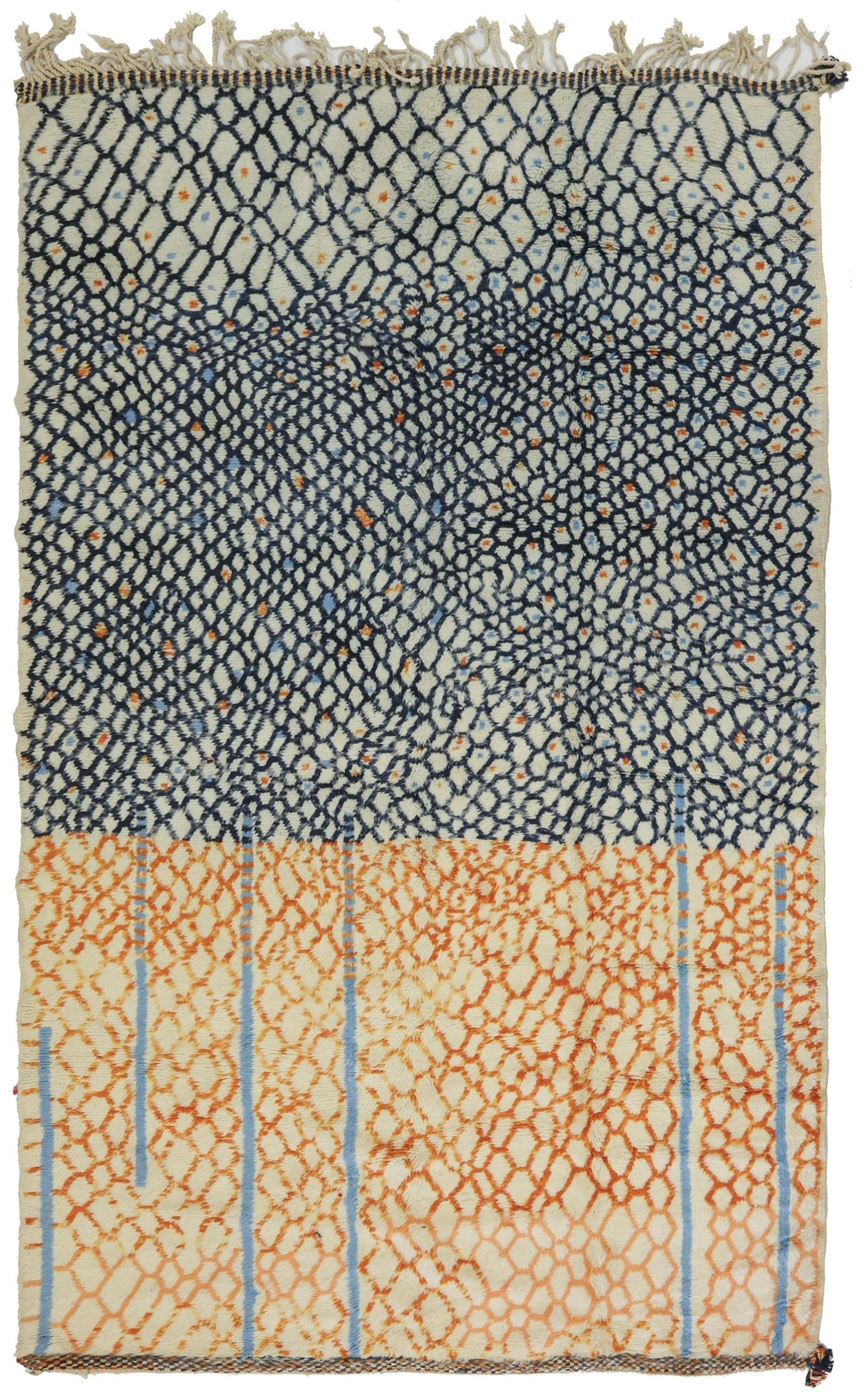 Handwoven Berber Tribal Rug - Authentic Moroccan Wool Carpet for Boho Home Decor, Living Room, Bedroom & Office (Style J62409)