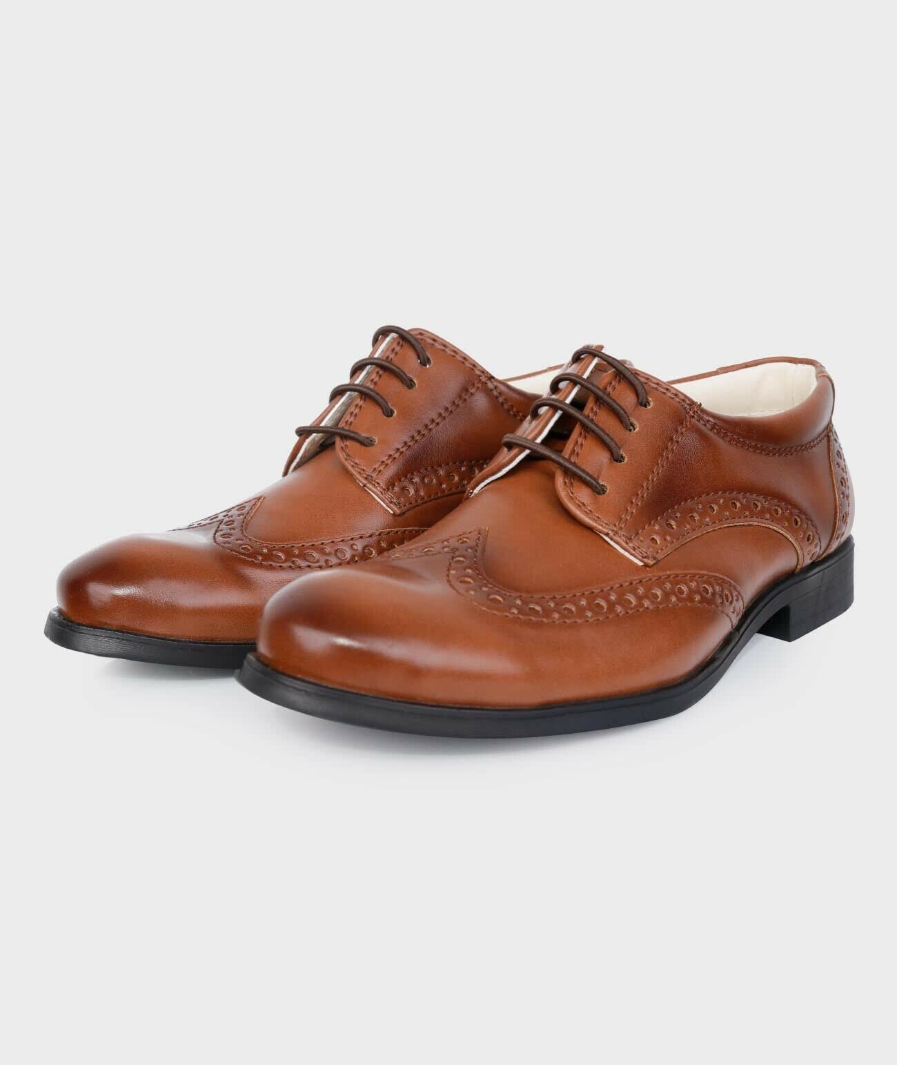 Boys' Patent Leather Derby Dress Shoes - Wingtip Brogue Lace-Up Formal Shoes for Wedding, Prom & Special Occasions | Kids' Dressy Footwear for Parties, Church & School Events