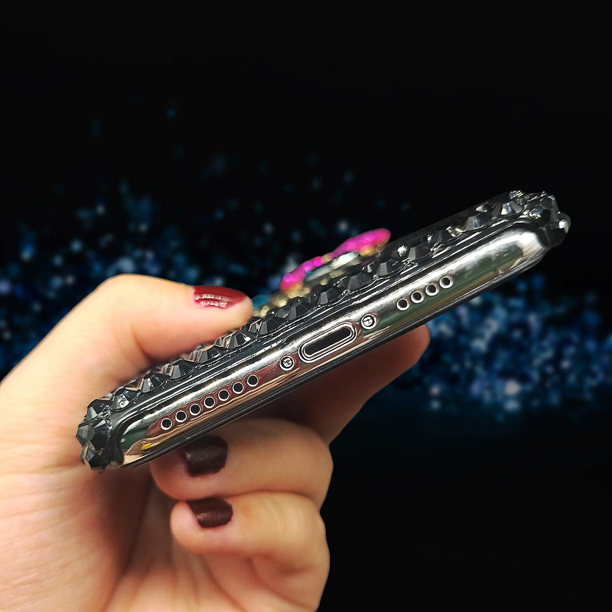 Luxury 3D Shiny Crystal Rhinestone Skull Case for iPhone 11 Pro Max - Sparkle Bling Diamond Hard PC Cover with Metal Crossbones Design | Perfect for Parties, Nightlife & Fashion Accessories