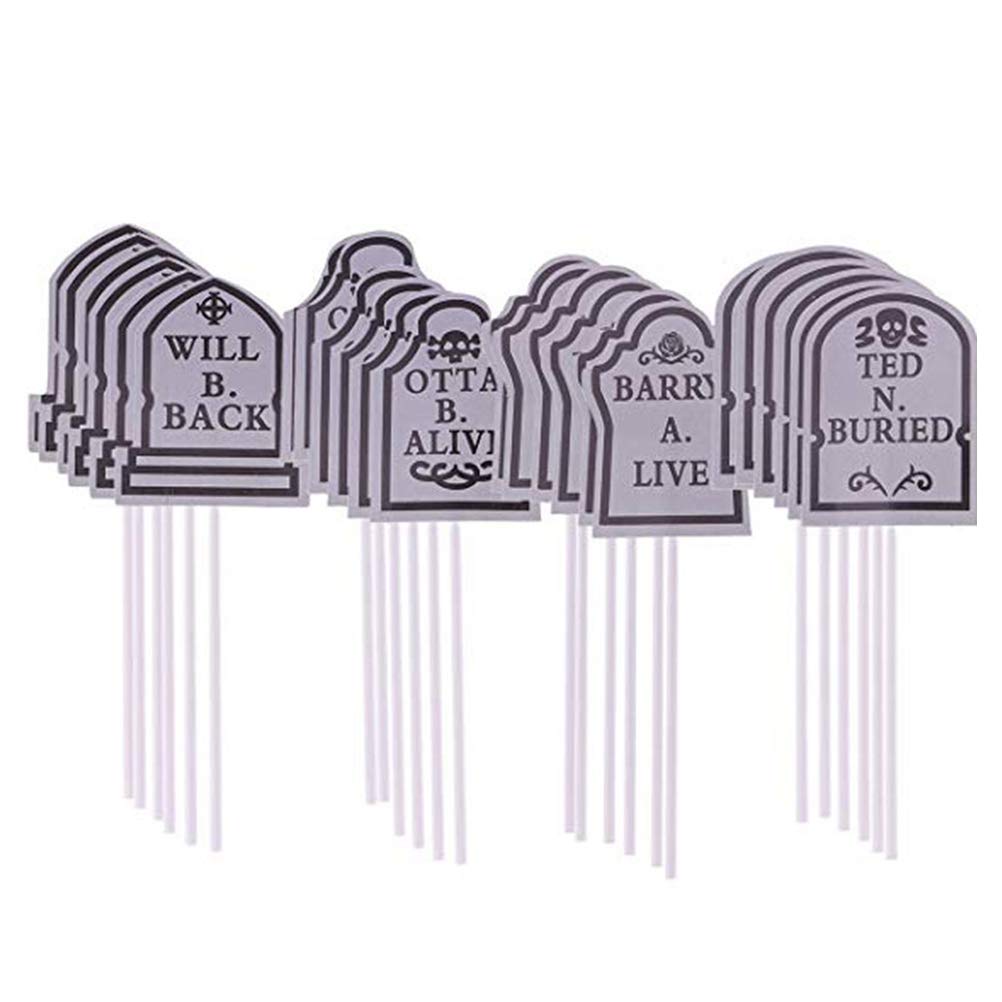 Horror Wedding Cupcake Toppers 24pcs - Tombstone & Christmas Designs for Party Decor