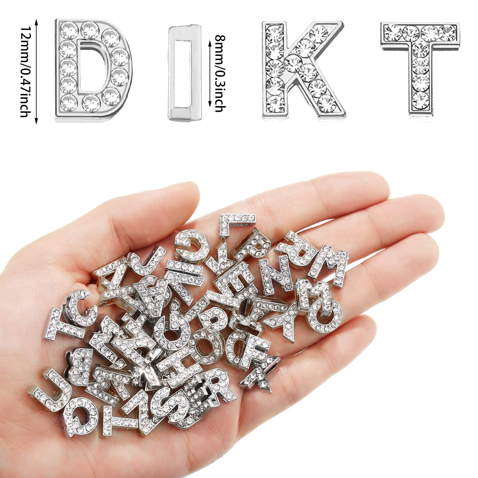WILLBOND 104 Pcs A-Z 8mm Rhinestone Alphabet Charms - Full Set of Sparkling Letter Sliders for DIY Jewelry Making, Scrapbooking & Craft Projects - Perfect for Bracelets, Necklaces & Keychains