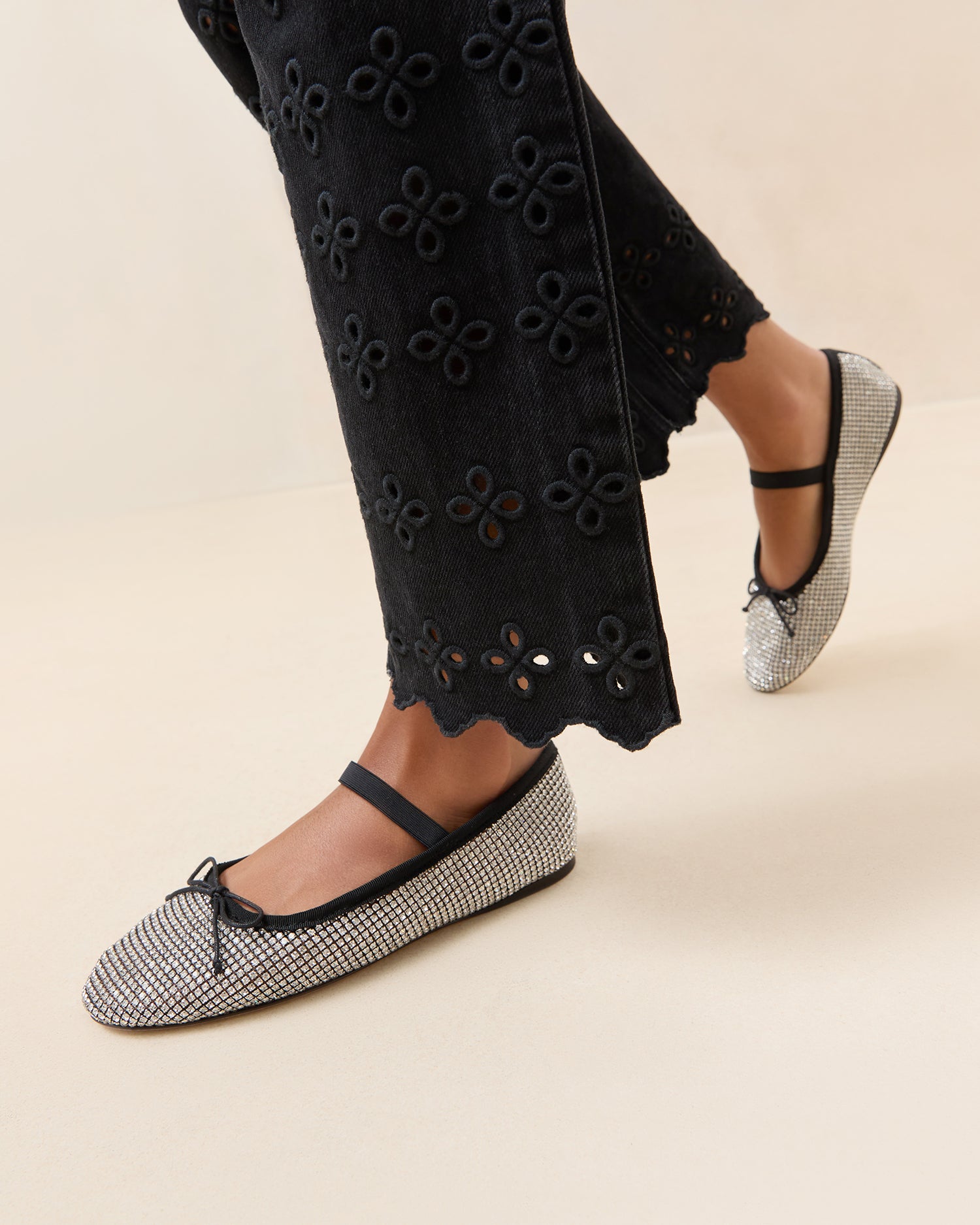 Leonie Crystal Ballet Flat Shoes for Women - Comfortable & Elegant Slip-On Flats for Work, Party & Everyday Wear