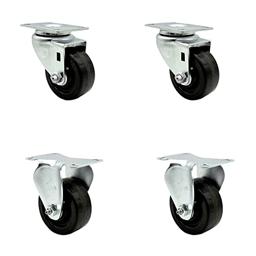 2 Swivel - 2 Rigid - Black