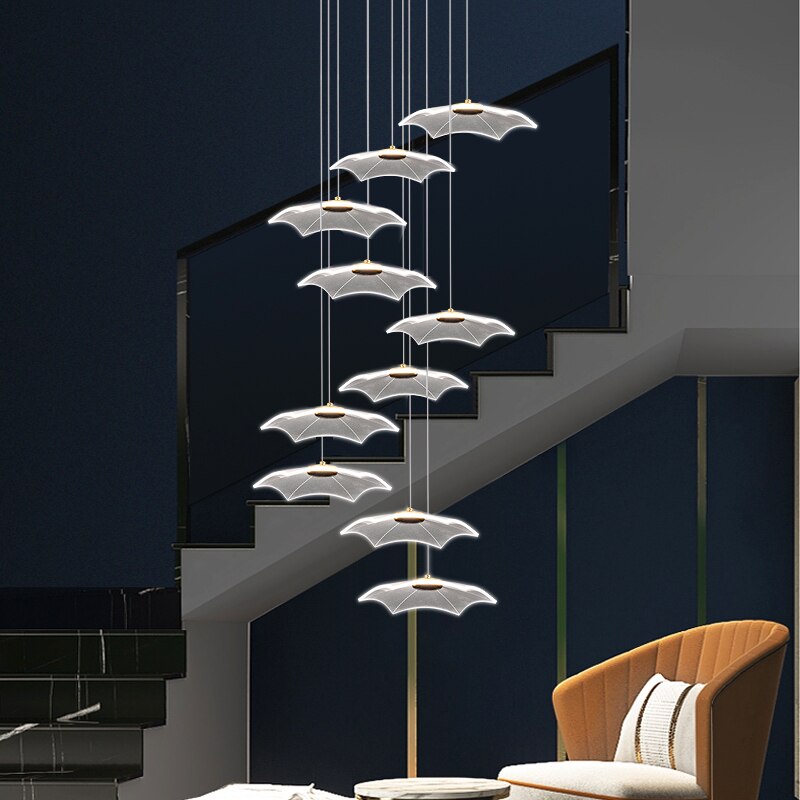 Elegant Staggered Staircase Chandelier - Modern Grand Staircase Lighting Fixture for Foyer, Entryway & Luxury Home Decor