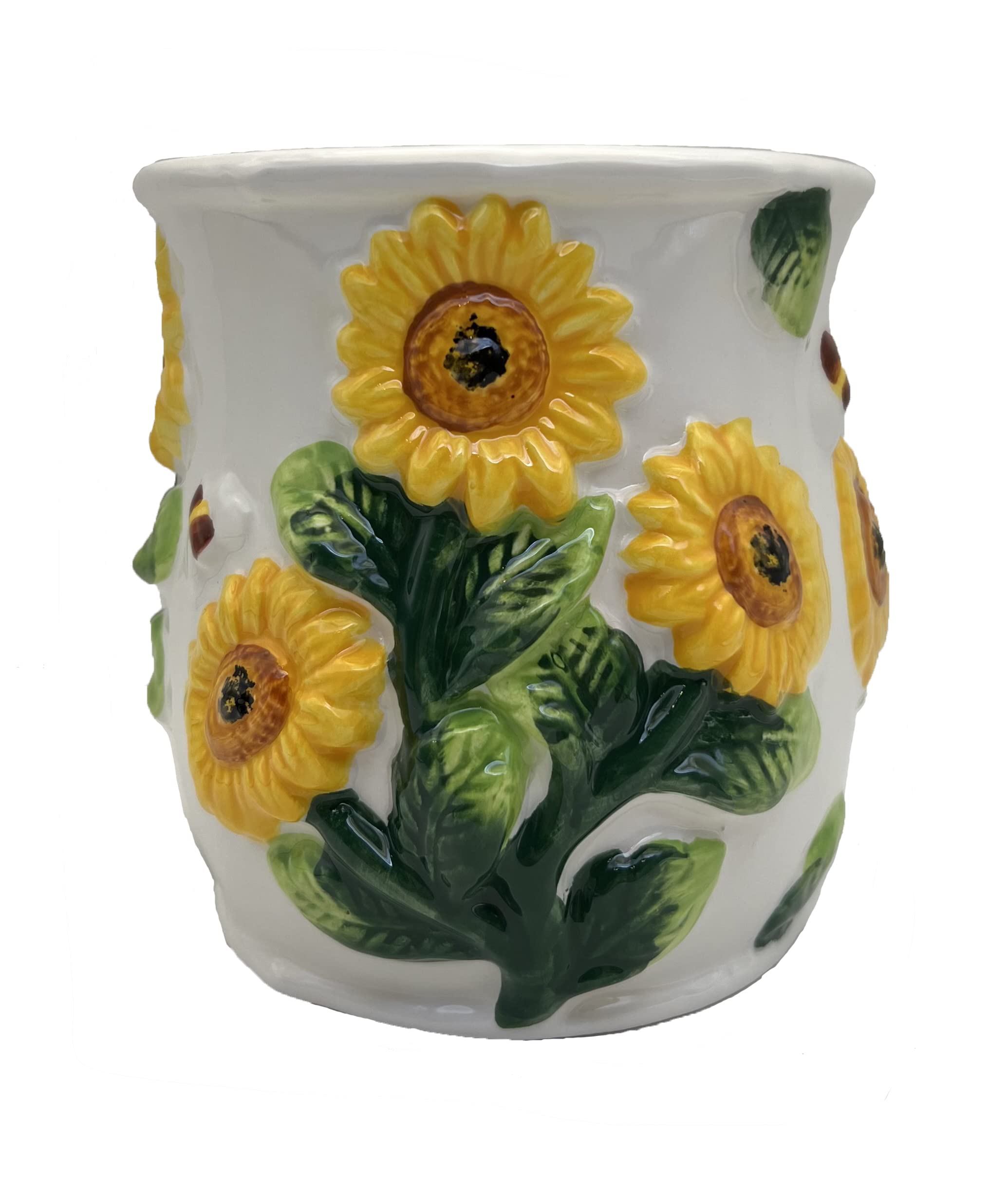 3D Sunflower Utensil Holder - Modern Kitchen Storage & Decor for Countertops