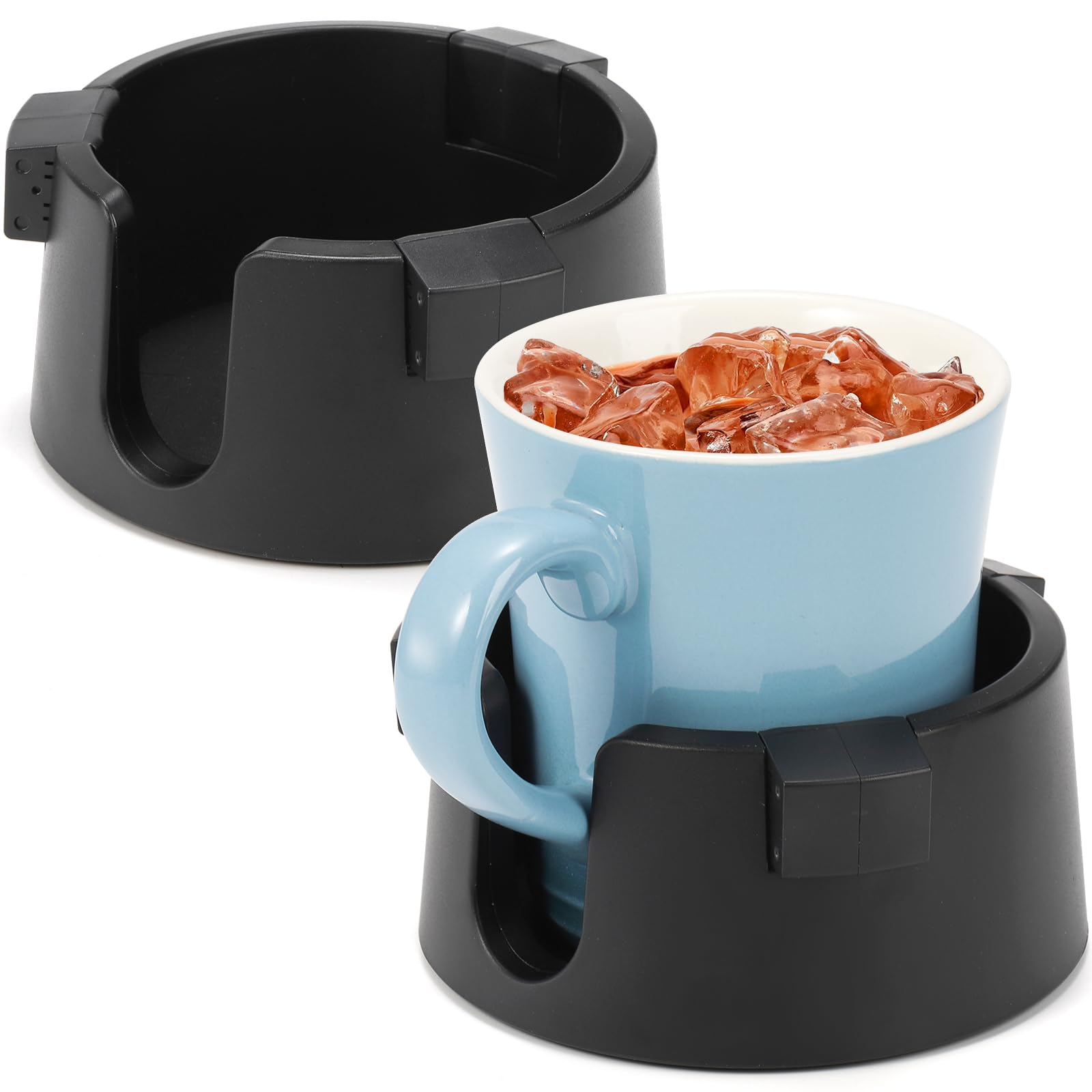 2 Pack Anti-Spill Cup Holder - Adhesive Desk Drink Holder with Adjustable Design, Non-Tipping Coaster for Coffee, Soda & Water Bottles - Perfect for Office, Home, Car & Study Desk (Black) - Keep Your Workspace Clean & Organized