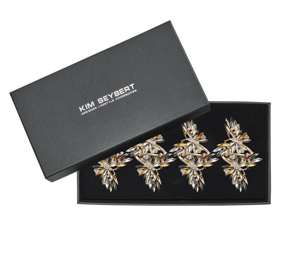 Elegant Butterfly Napkin Rings Set of 4 - Perfect for Wedding, Party & Holiday Table Decor - Beautiful Gift Box Included
