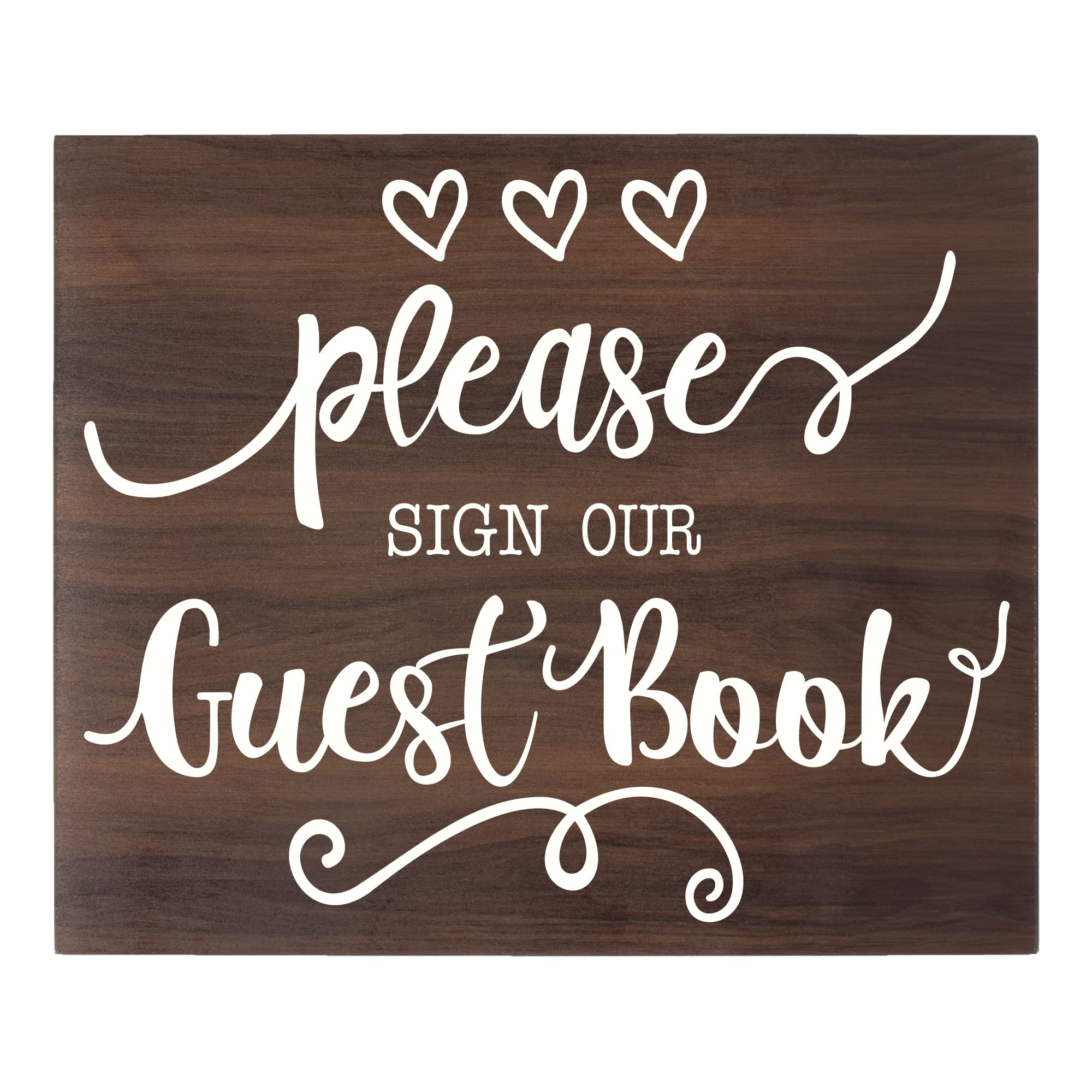 JennyGems 10x12 Inch Wooden Guest Book Sign - Elegant Wedding Reception Decor for Showers, Ceremonies & Parties (Brown) | Perfect for Guestbook Tables, Wedding Signs & Event Decorations