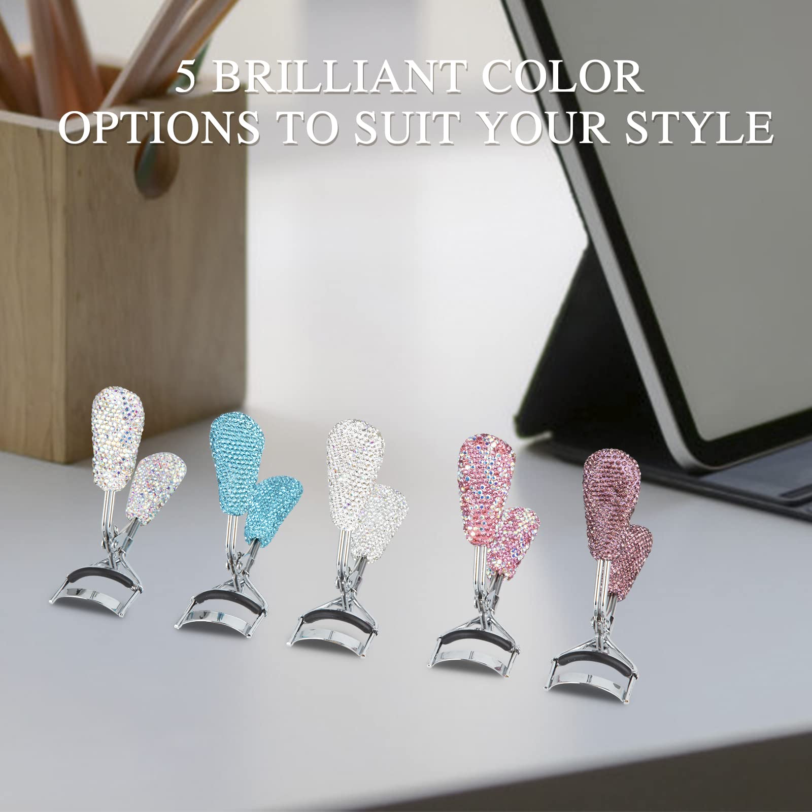 Bling Rhinestone Eyelash Curler - Stainless Steel Lash Curler for Natural & Long-Lasting Curves | Fits All Eye Shapes | AB Color | Perfect for Daily Makeup & Special Occasions