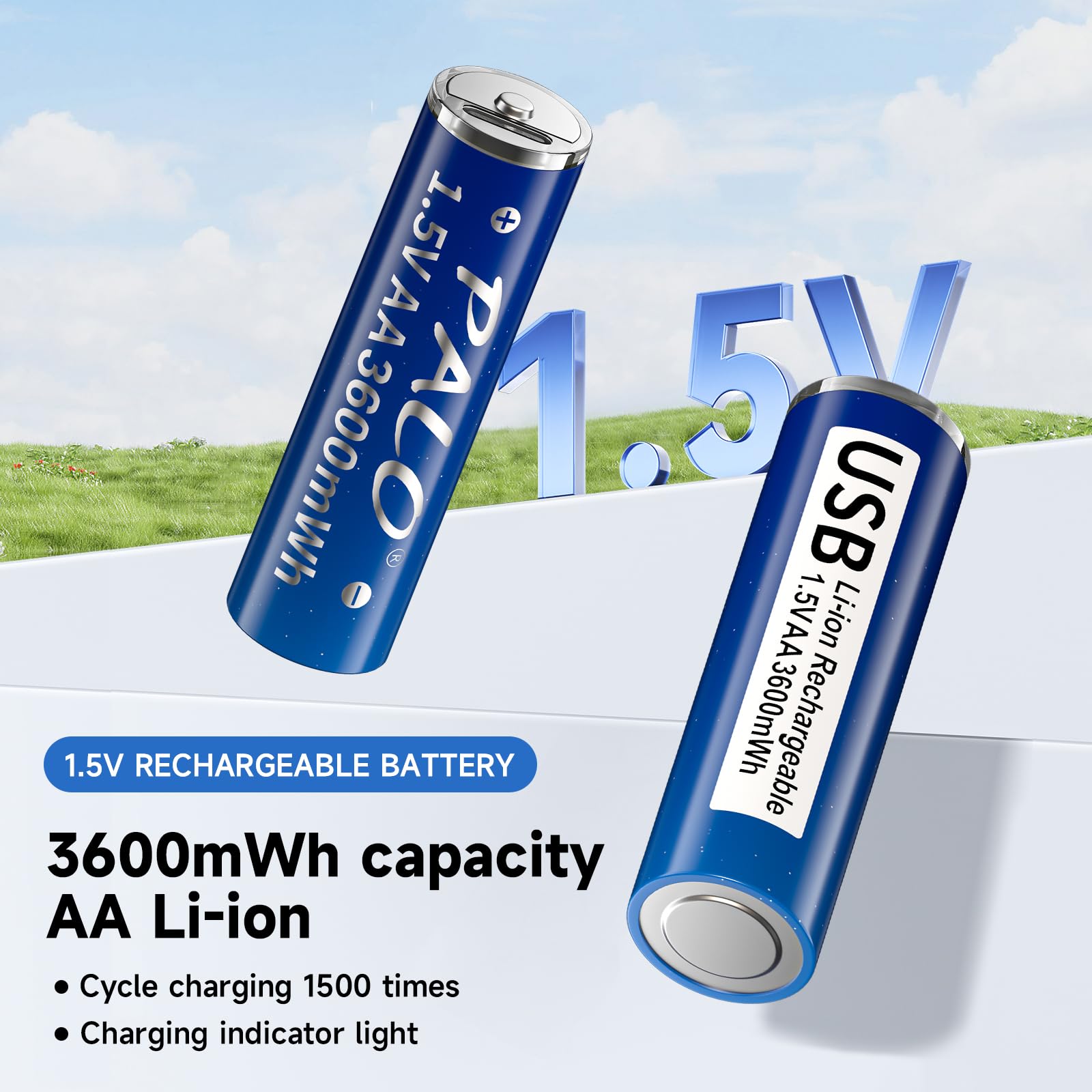 Rechargeable AA AAA Lithium USB Batteries 16-Pack with 4-in-1 Type-C Charging Cable & Storage Case | Fast Charging USB Batteries for Cameras, Flashlights, Game Controllers, Remote Controls & Smart Home Devices