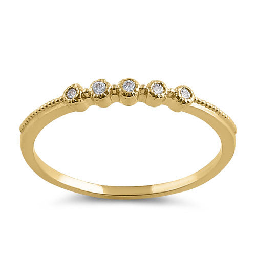 14K Yellow Gold Thin Stackable Cubic Zirconia Ring for Women - Elegant Minimalist Wedding Band, Anniversary Gift, Everyday Jewelry for Stacking & Layering