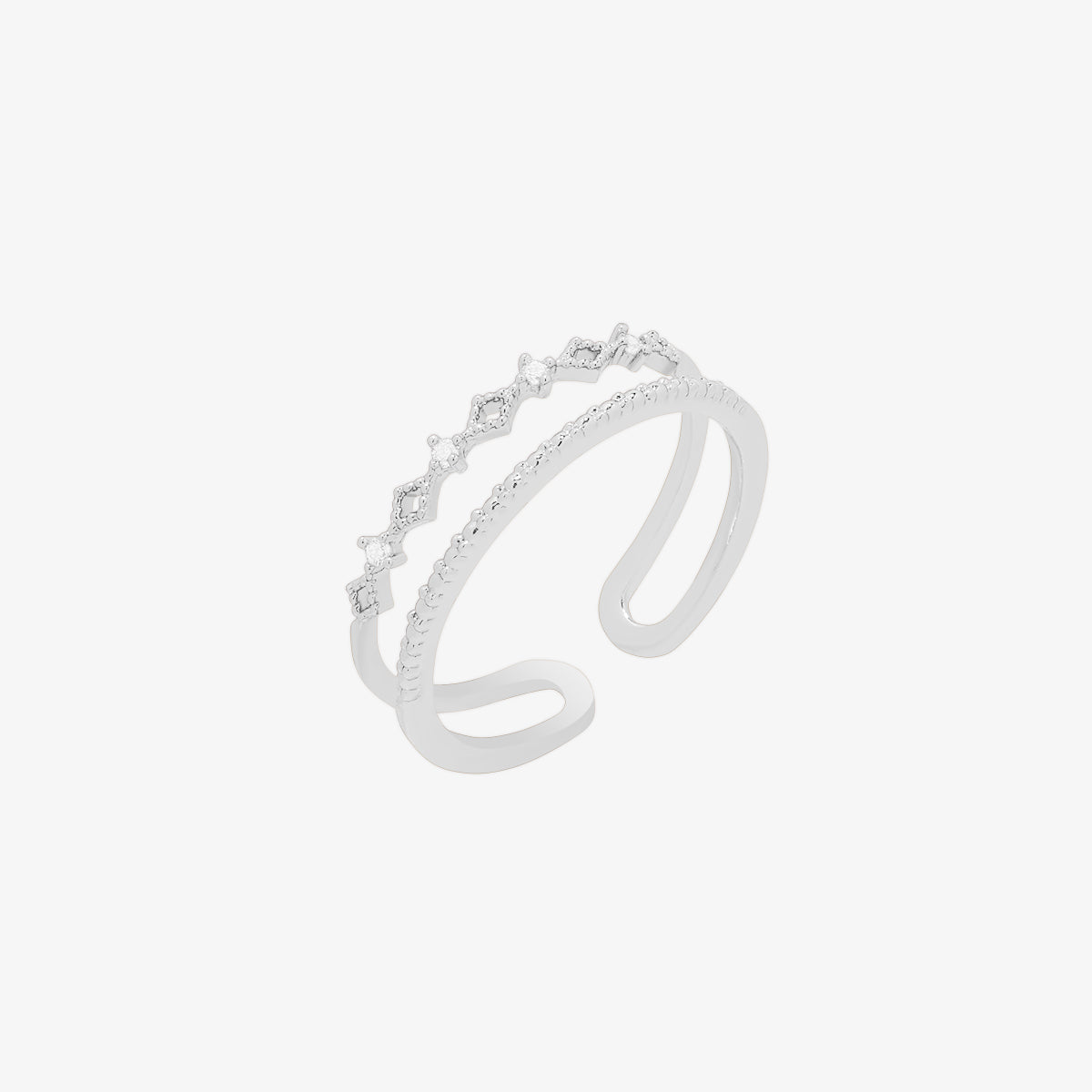 Elegant Cubic Double Layered Ring for Women - Stackable Minimalist Jewelry for Everyday Wear, Gift Giving & Special Occasions
