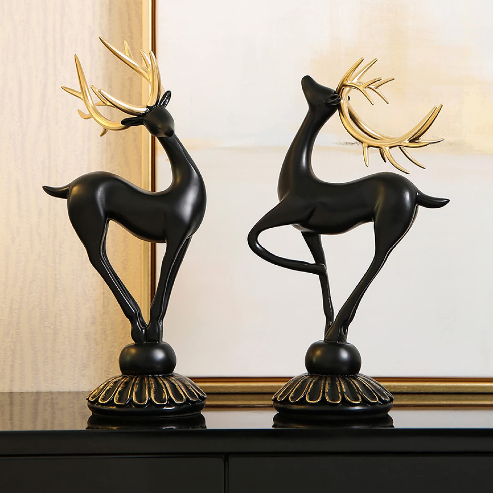 KKONION Resin Deer Statue - Nordic Style Home Decor Animal Figurine for Interior, Tabletop, Office & Living Room - Perfect for Farmhouse, Rustic & Modern Decor Styles