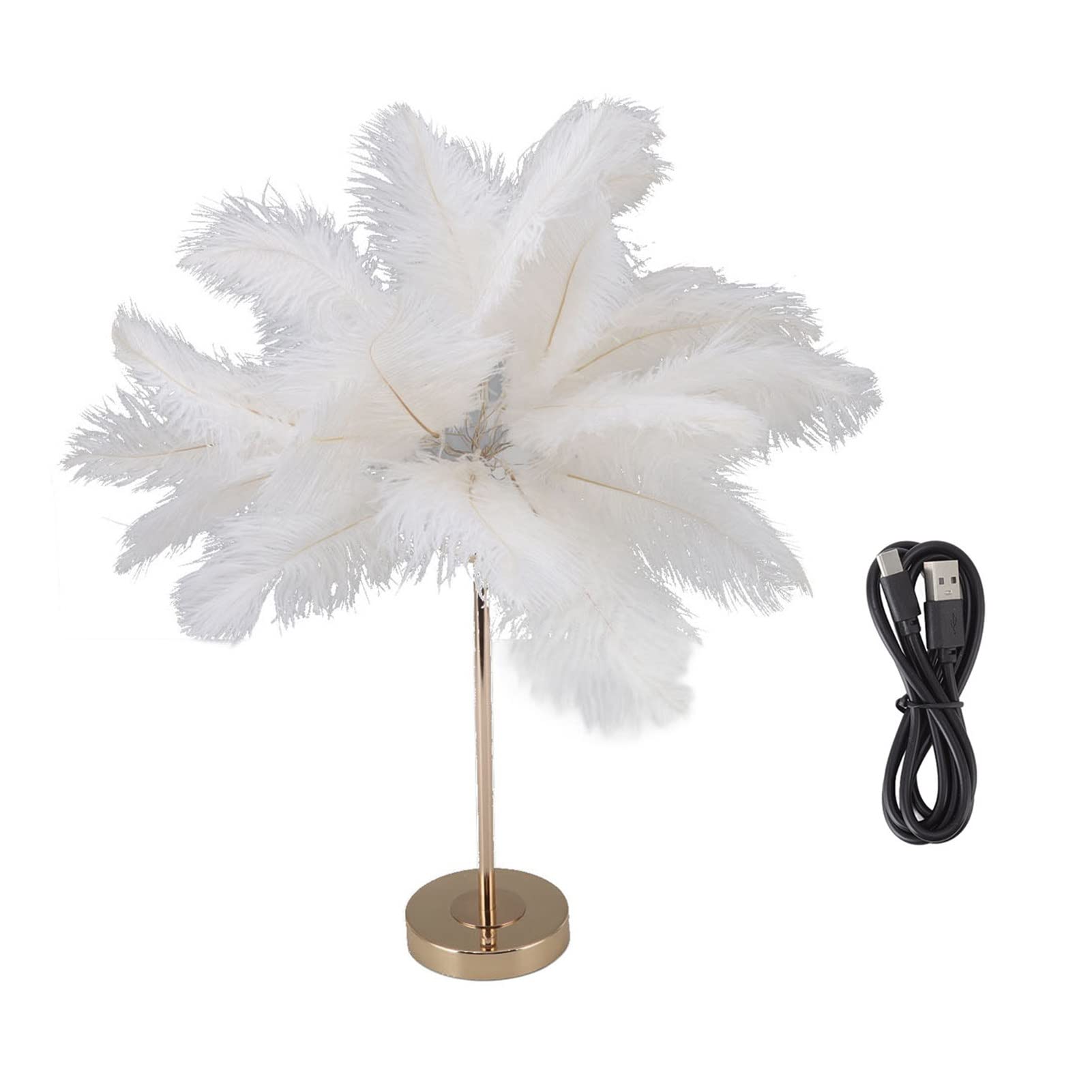 Modern Feather Table Lamp - Elegant Bedside & Desk Night Light for Bedroom, Living Room, and Office Decor | Soft Glow Ambient Lighting for Relaxation & Reading