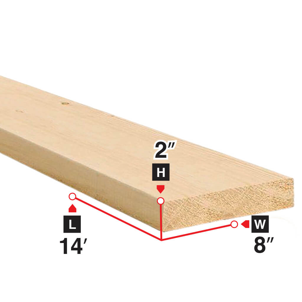 2 in. x 8 in. x 14 ft. Premium Spruce Lumber - Durable Construction Wood for Framing, Decking, and DIY Projects | Perfect for Home Improvement and Outdoor Structures