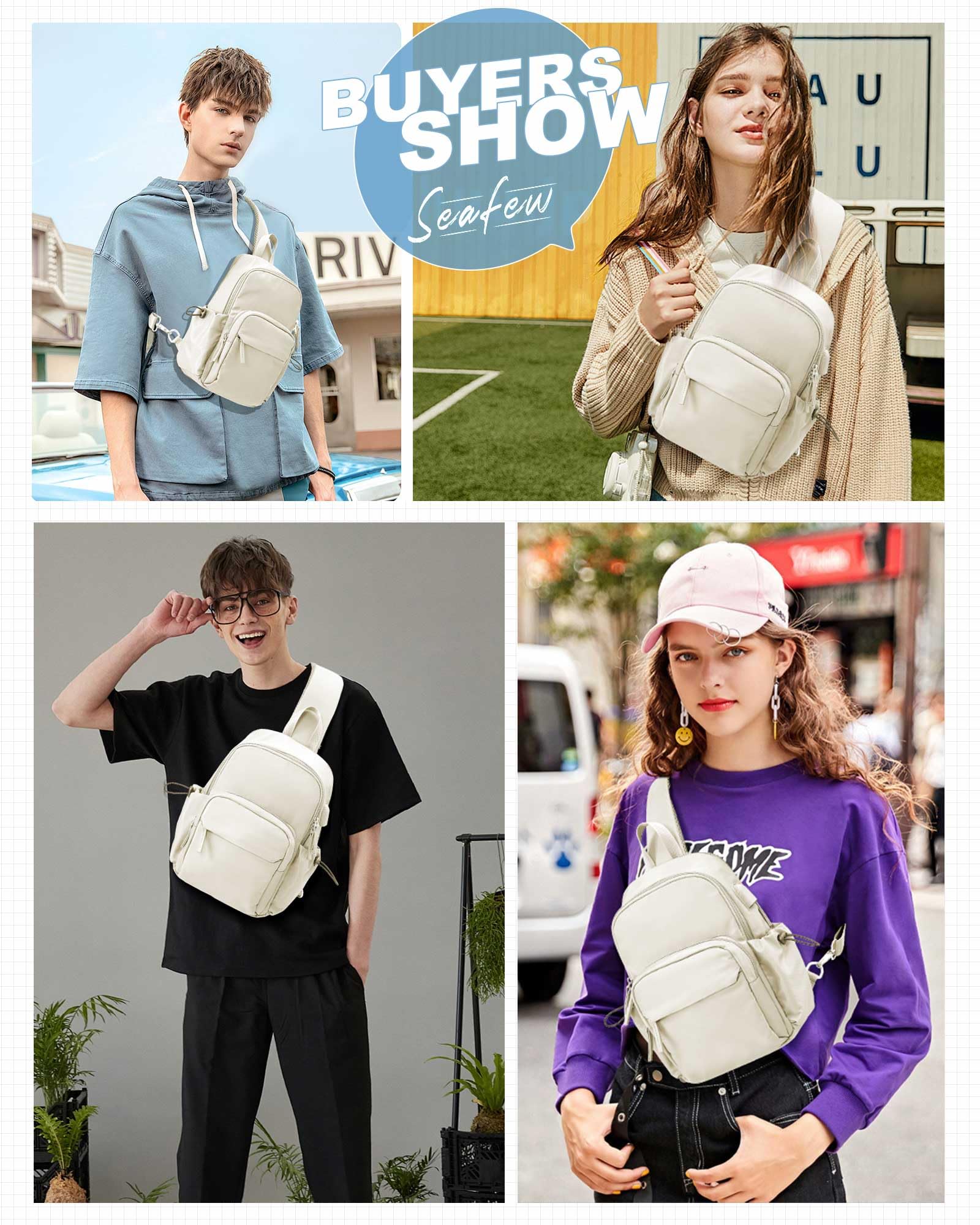 Tactical Sling Crossbody Bag for Men & Women - Anti-Theft Mini Shoulder Backpack for Motorcycle, Travel, Hiking & Outdoor Sports - Lightweight Chest Daypack (Off-White) | Perfect for Commuting, Gym & Everyday Use