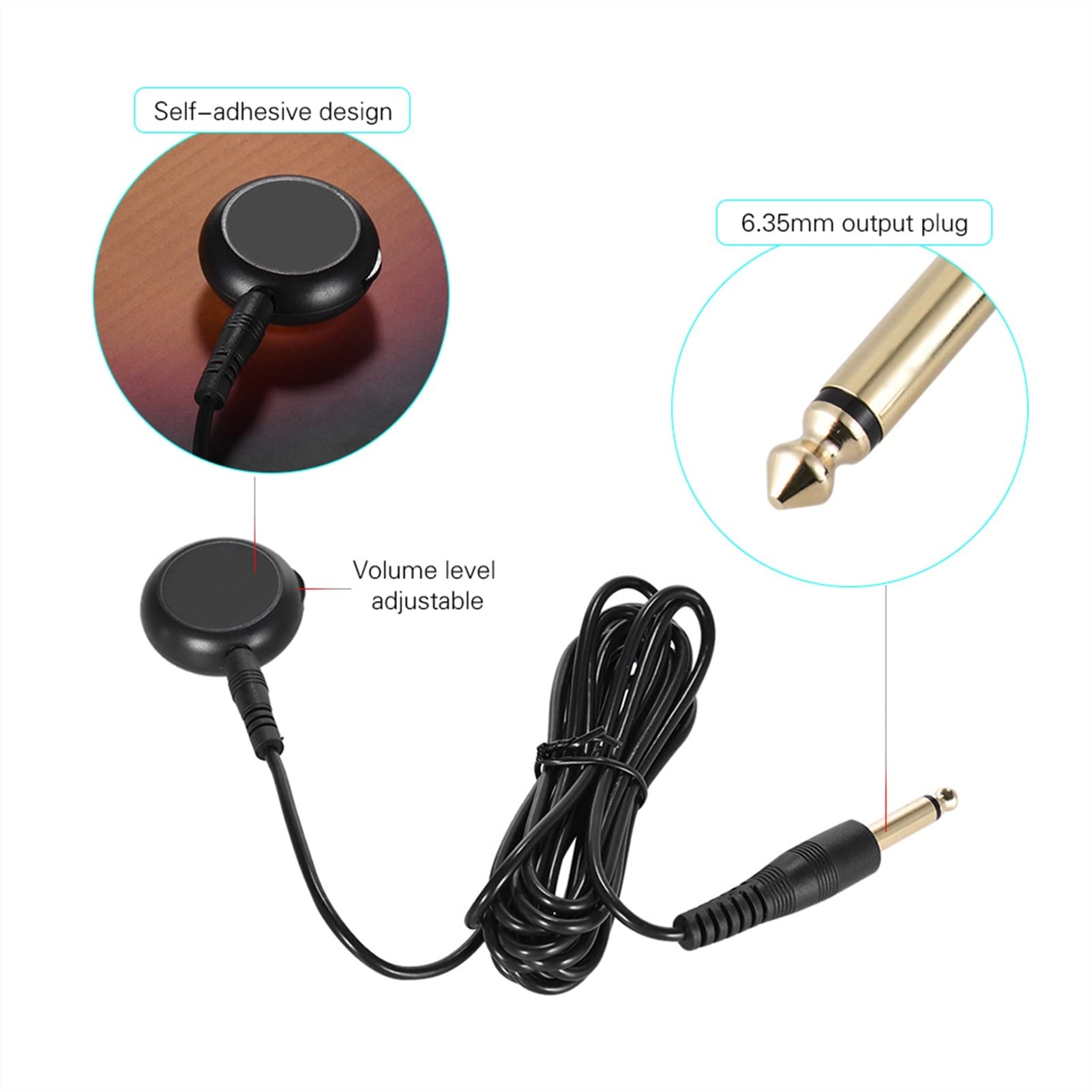 Acoustic Guitar Pickup - Mini Piezo Contact Microphone Transducer with 3M Cable for Classical & Folk Guitars | Perfect for Live Performances & Recording