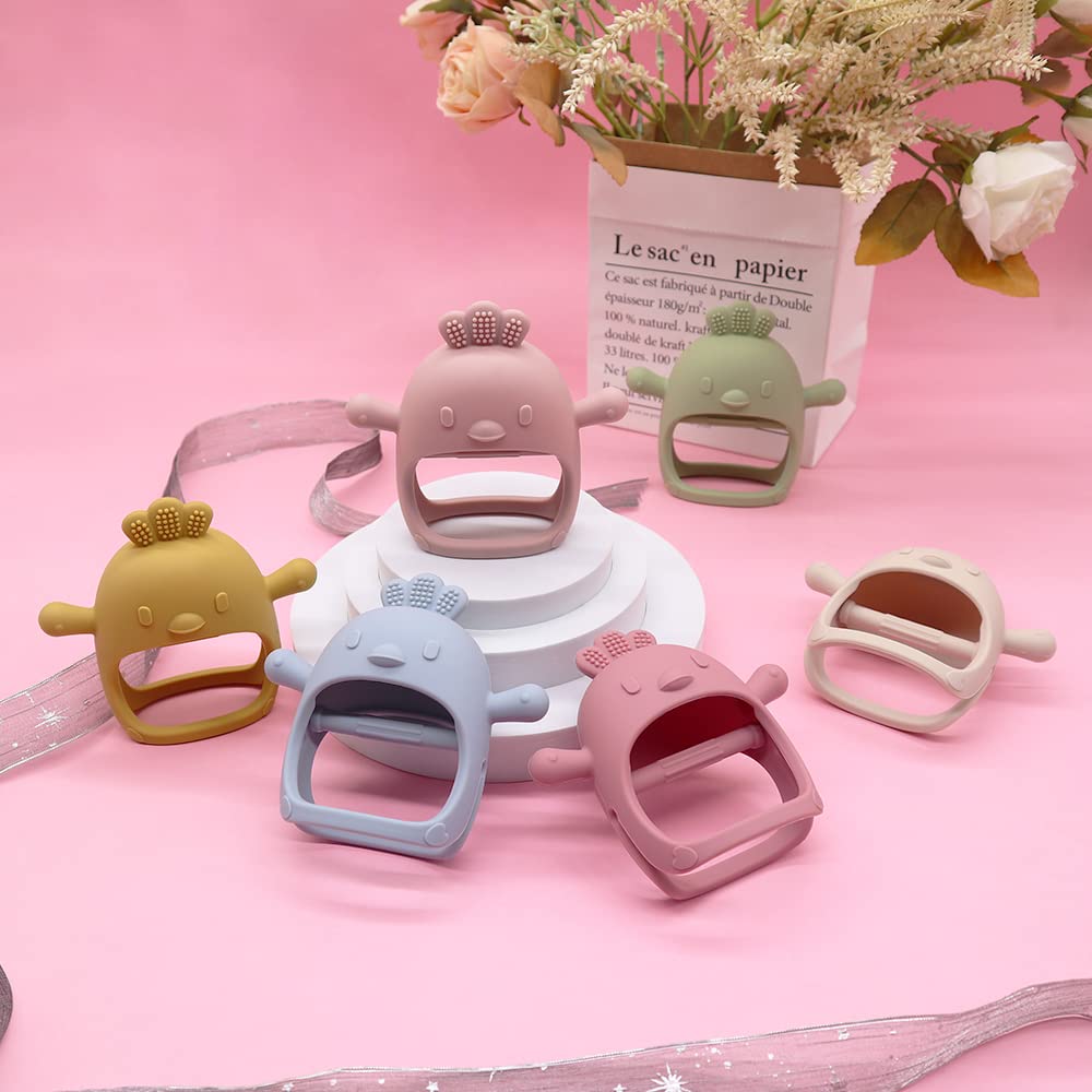 Best Baby Teething Toys 0-12 Months - BPA Free Silicone Teethers for Infants, Anti-Drop Hand Teether & Pacifier Mitten for Newborns (Blue) | Perfect for Soothing Sore Gums & Sensory Development
