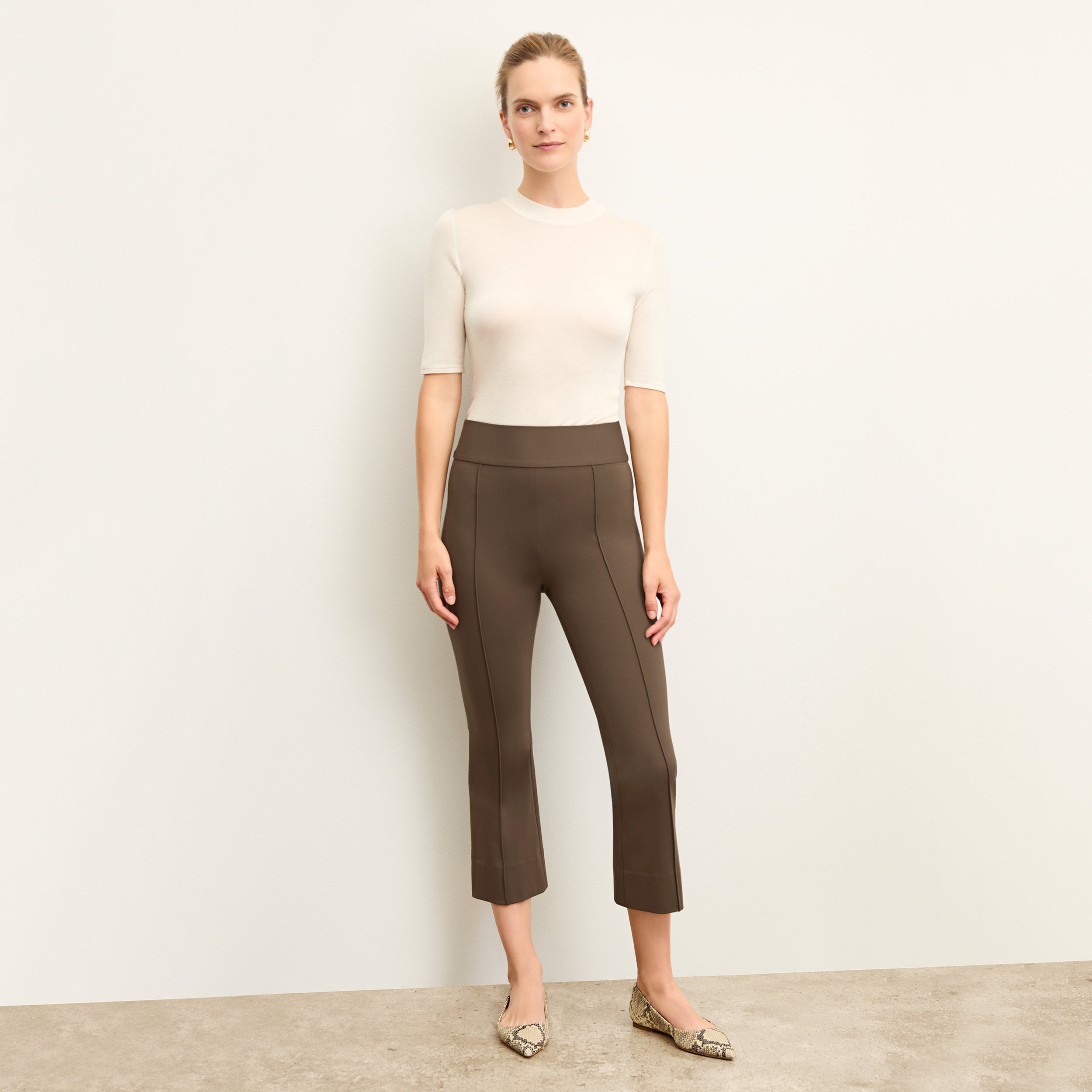Allyn Kick Flare Pant - Butter Ponte Fabric in Ash Color | Comfortable Stretchy Work Pants for Women | Perfect for Office, Business Casual & Everyday Wear