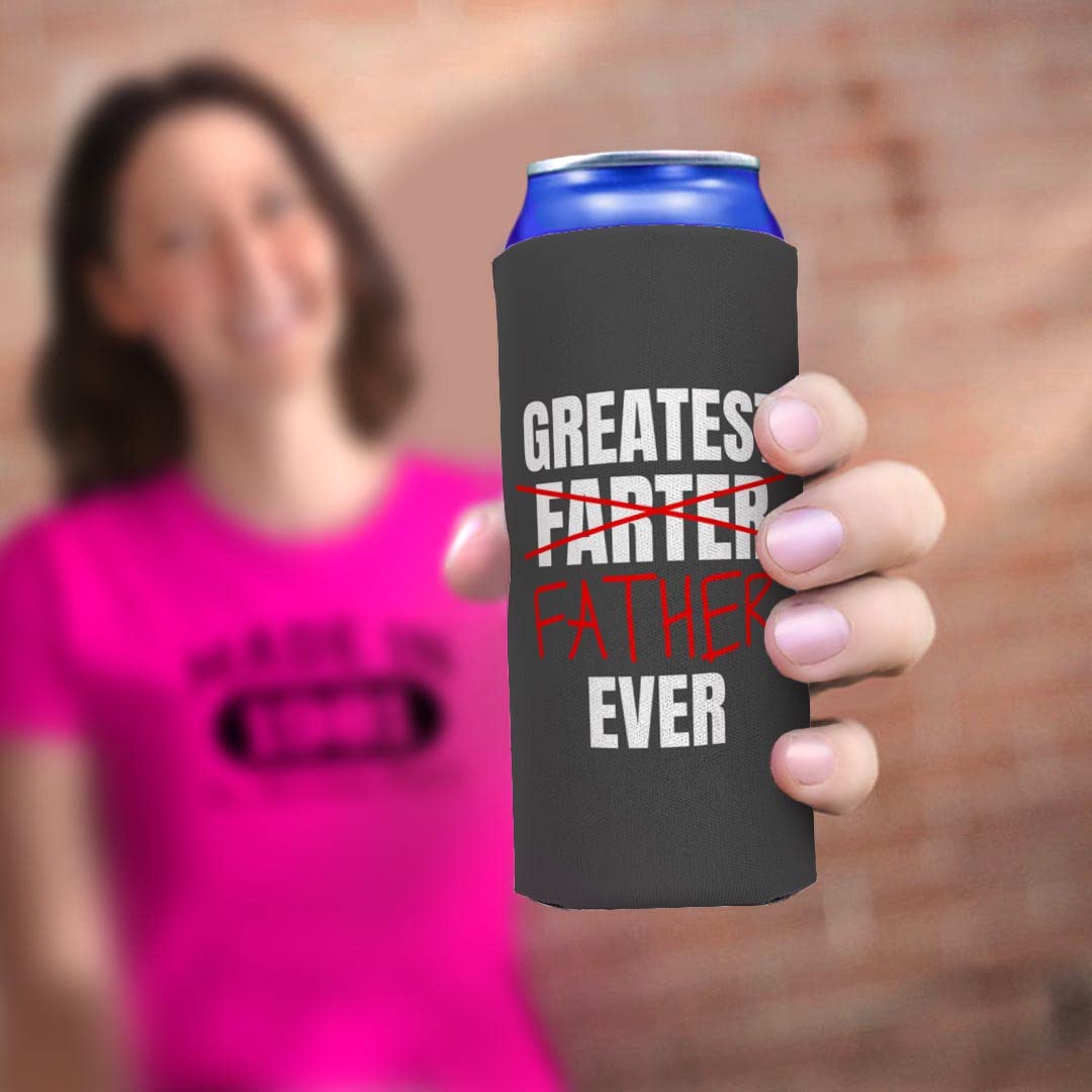 48-Pack Ultra Slim Can Coolers for Dad - Funny Father's Day Gifts from Daughter - Best 'Greatest Farter Father Ever' Novelty Beer Koozies - Perfect for BBQ, Golf Outings & Father's Day Celebrations