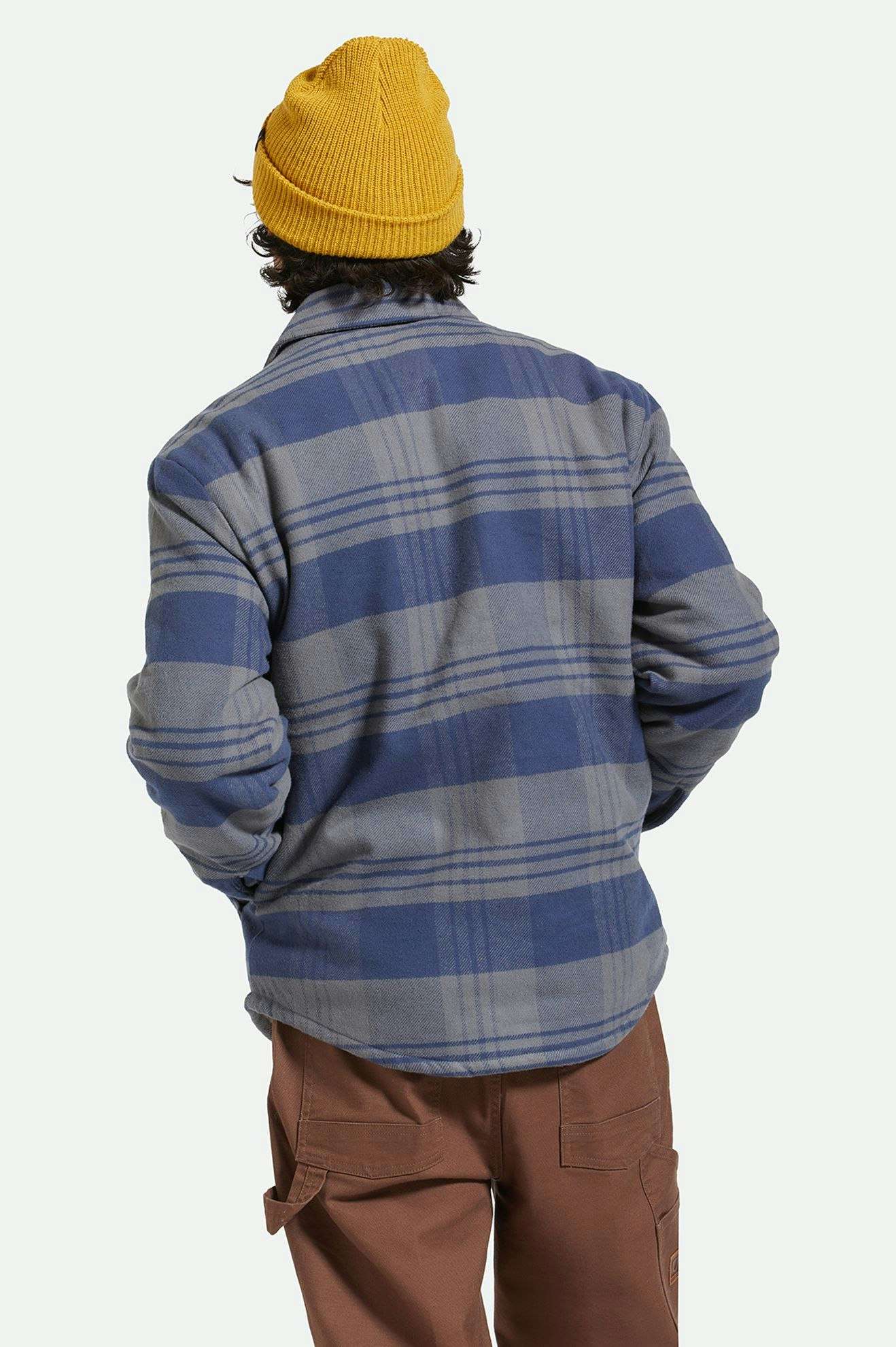 Durham Sherpa Lined Jacket for Men & Women - Washed Navy/Beige Plaid Flannel - Warm Winter Coat for Outdoor Activities & Casual Wear