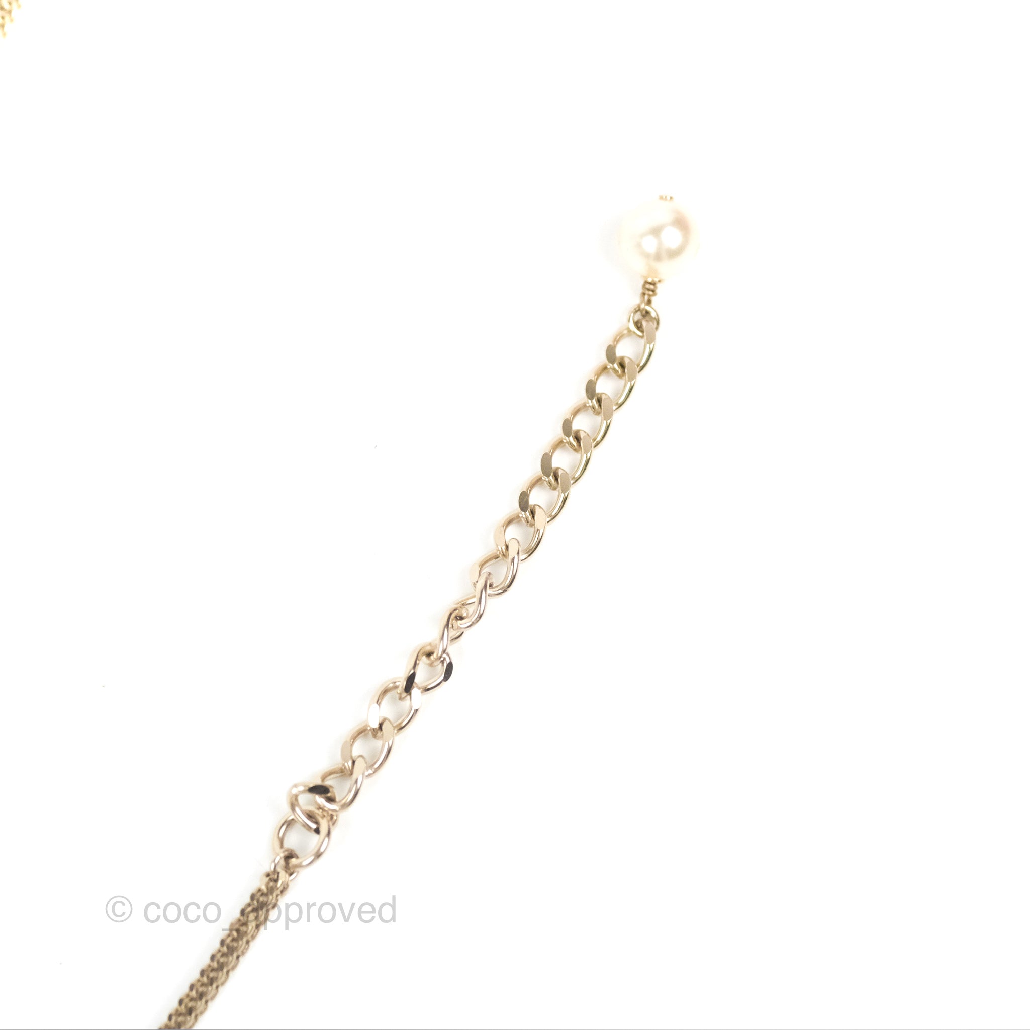 Chanel CC Pearl Chain Long Necklace in Gold Tone - Elegant 16B Design for Women | Perfect for Evening Parties, Weddings & Special Occasions