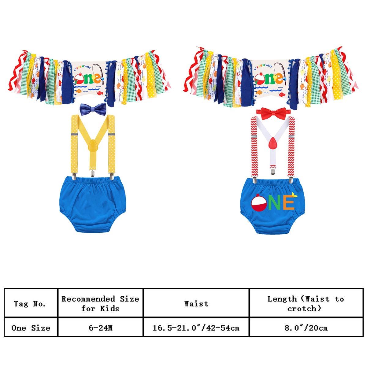 Baby Officially One Birthday Outfit - Cake Smash Photo Props with Suspenders & Bow Tie Set - High Chair Banner Decorations - Perfect for 1st Birthday Photoshoots & Party Celebrations