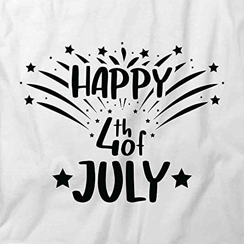Happy 4th of July T-Shirt - Patriotic American Flag Graphic Tee for Men & Women | Comfortable Cotton White Printed T-Shirts | Perfect for Independence Day Celebrations, BBQ Parties & Fireworks Events