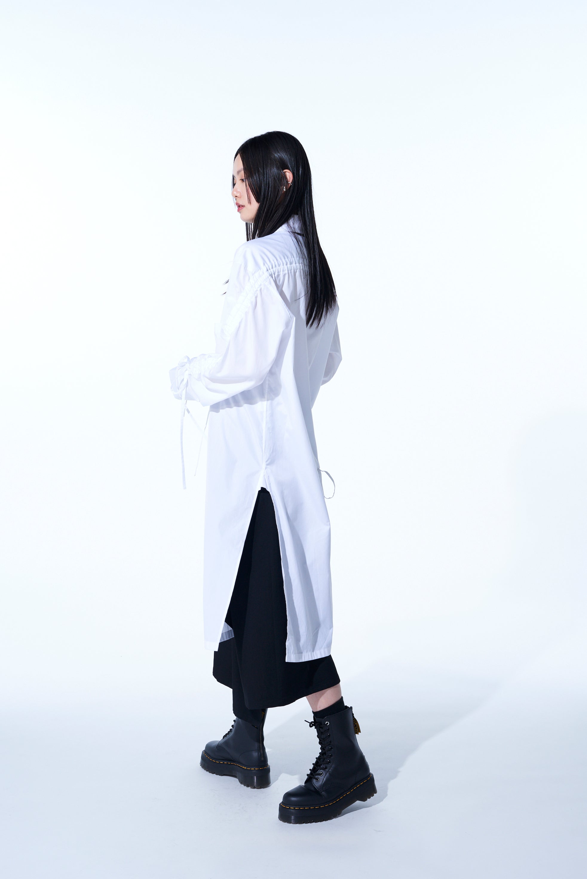 Oversized Long Cotton Broadcloth Shirt with Gathered Strings - Casual Loose Fit Button Down Tunic Top for Women | Perfect for Layering, Beach Cover-Up & Boho Outfits