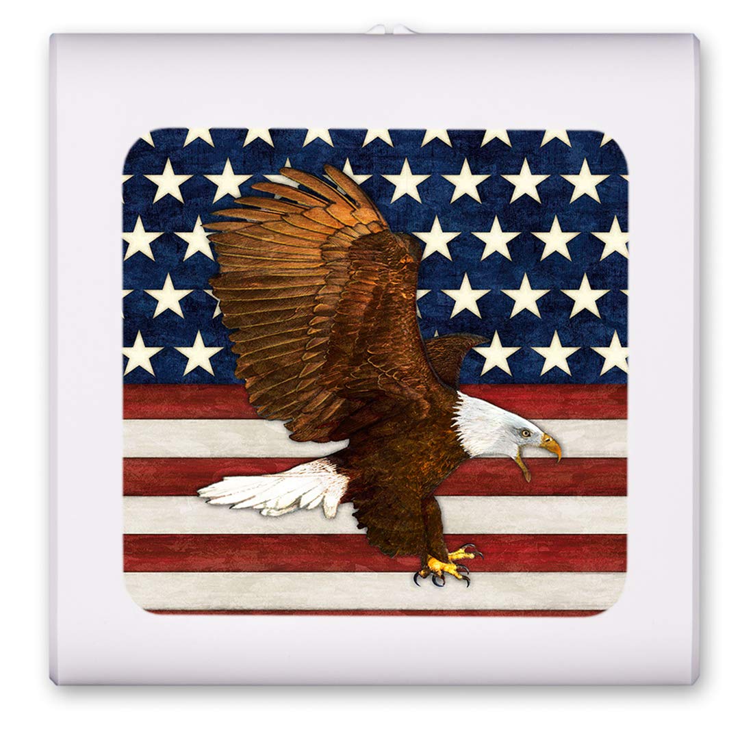 Dimmable LED Night Light with Auto On/Off Sensor - Adjustable Brightness & Warm White Light for Bathroom, Hallway, Nursery, Bedroom - USA Flag Eagle Design by Dan Morris - Perfect for Nighttime Safety & Energy-Efficient Home Lighting