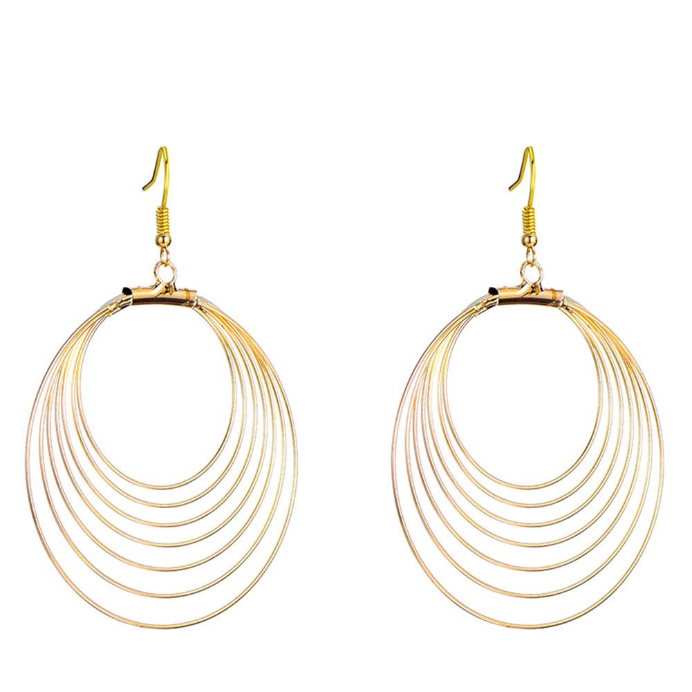 Stylish Multilayer Round Hoop Drop Earrings - Large Boho Dangle Earrings for Women | Perfect for Casual Wear, Parties & Boho Fashion Outfits