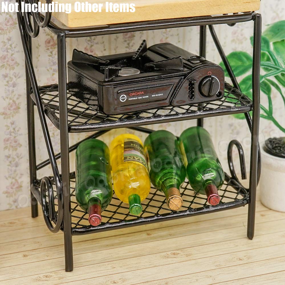 Odoria 1/12 Scale Miniature Bakers Rack - Black Dollhouse Kitchen Accessories for DIY Dollhouse, Miniature Baking Display & Collectible Decor