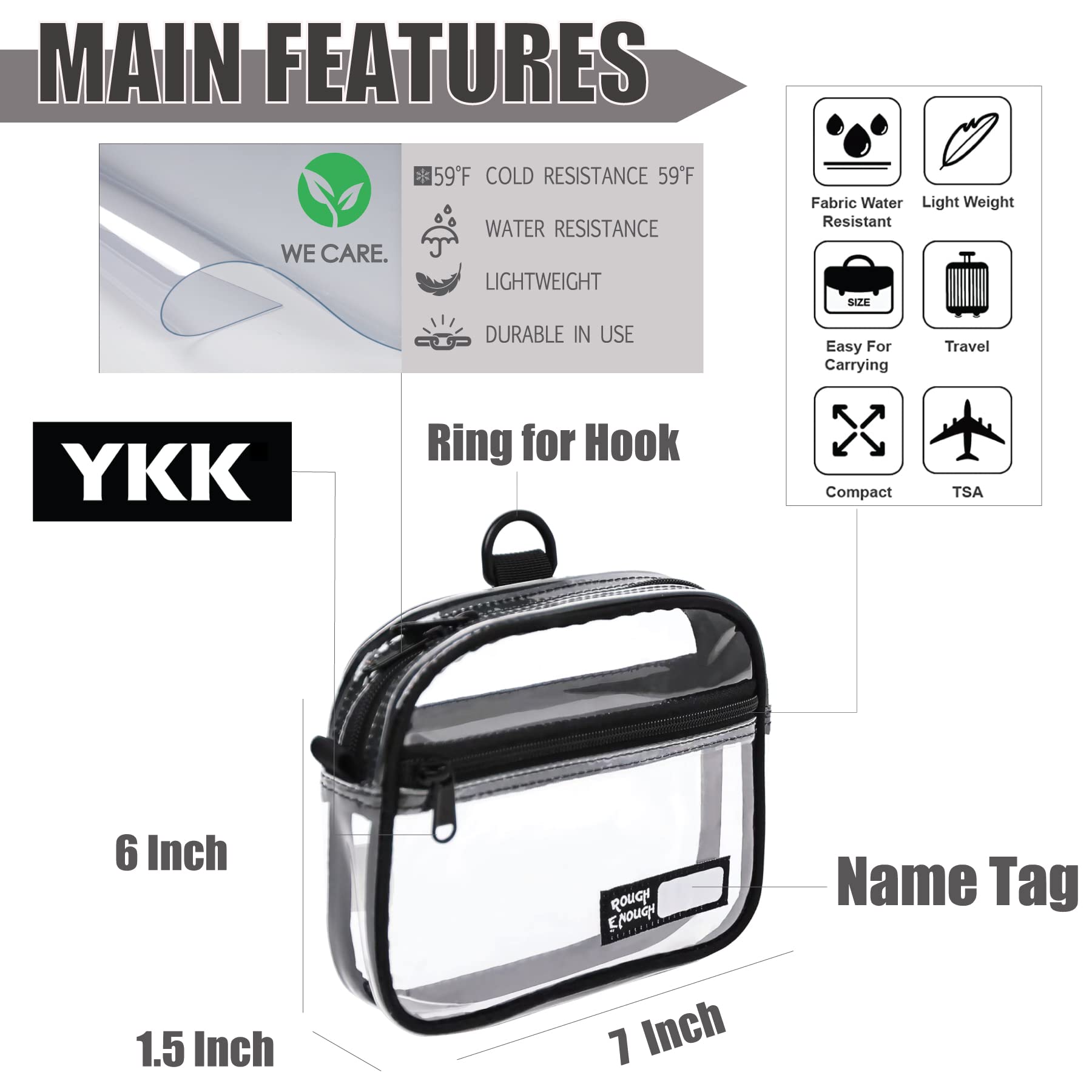 TSA Approved Clear Quart Size Toiletry Bag for Travel - Small Transparent Cosmetic Organizer with Keychain | Perfect for Airplane Carry-On, Gym Essentials & Daily Makeup Storage
