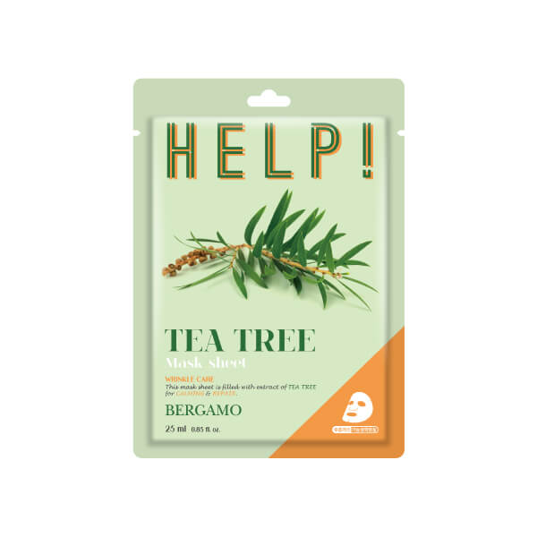 Bergamo Help! Tea Tree Mask Pack 25ml (10 Pack) - Deep Cleansing & Acne Treatment for Oily & Problem Skin - Perfect for Spa Nights & Skincare Routines