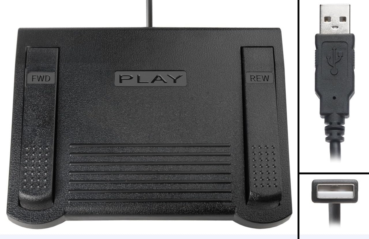 Express Scribe Transcription Foot Pedal - USB Foot Switch for Windows & Mac Dictation Software | Perfect for Medical, Legal & Audio Transcription Work